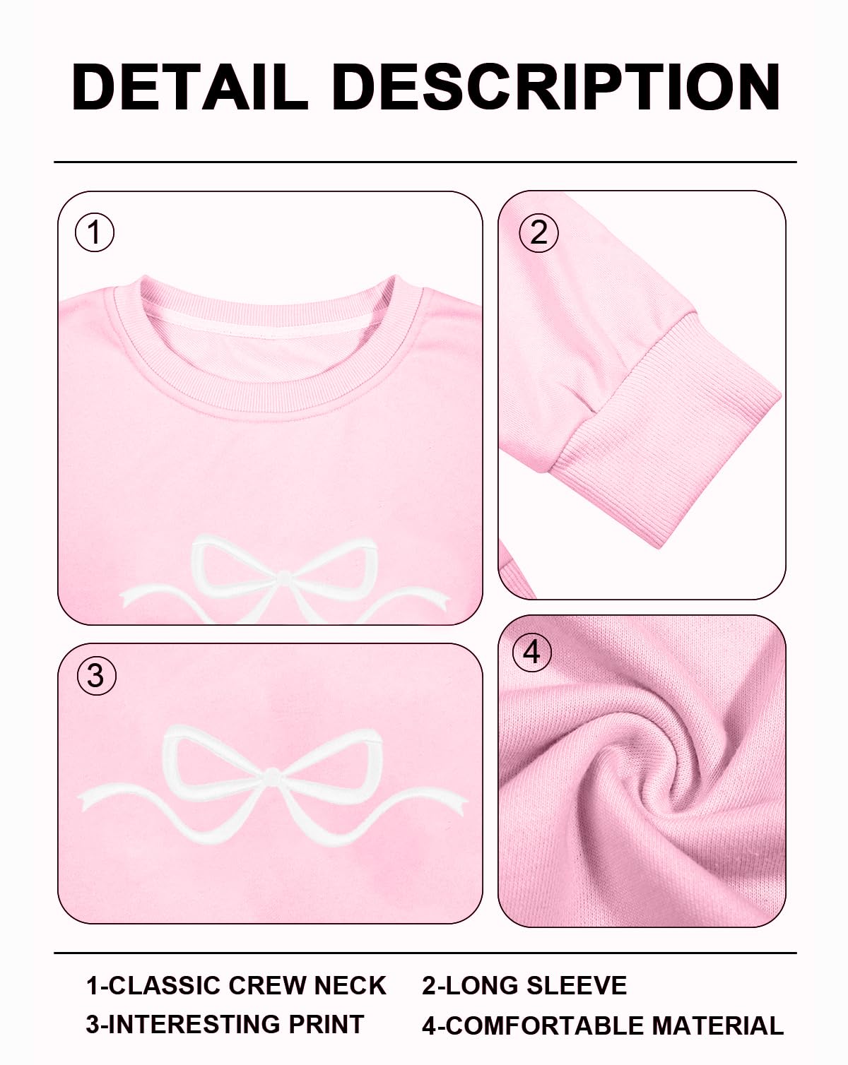 Ladies Bow Sweatshirt Coquette Sweater - Embroidered sweatshirt Clean Girl Aesthetic Shirt Fall Crewneck Pullover