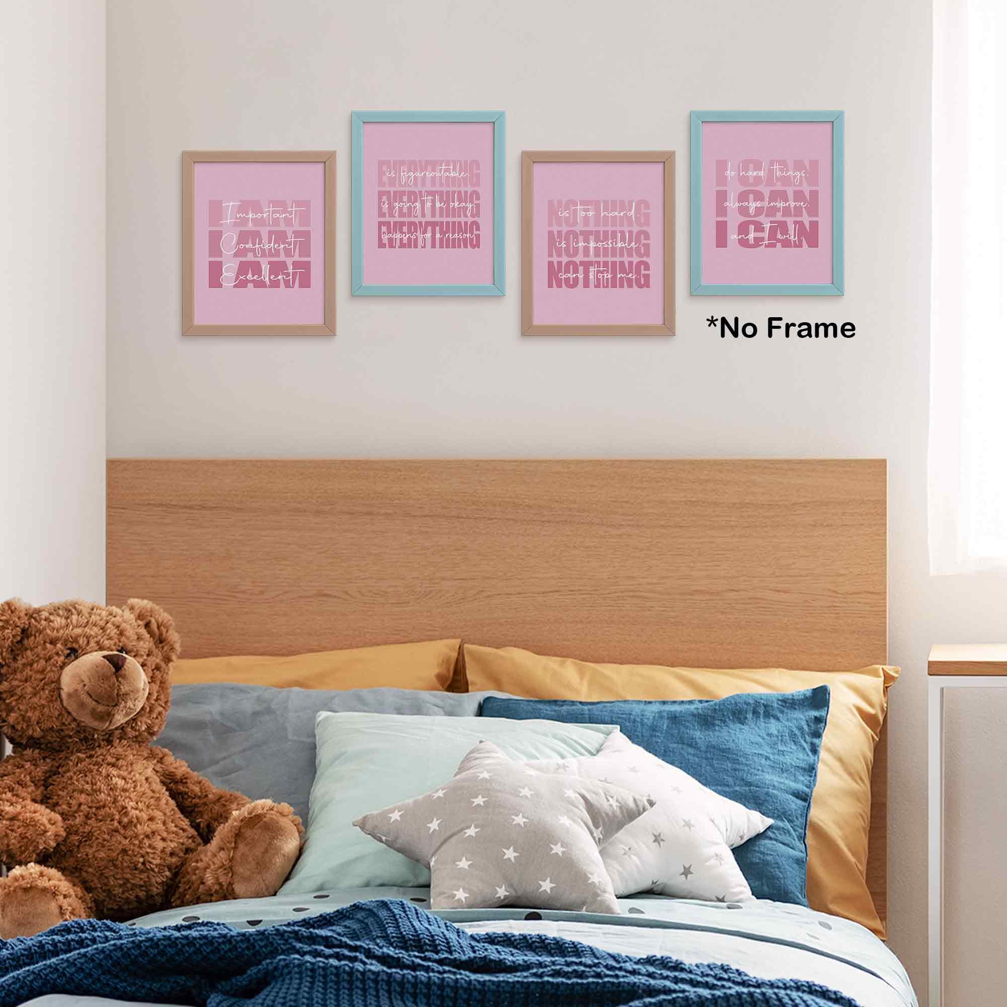 Set of 4 Inspirational Posters â€?Motivational Wall Art for Teen Girls & Women (8x10)