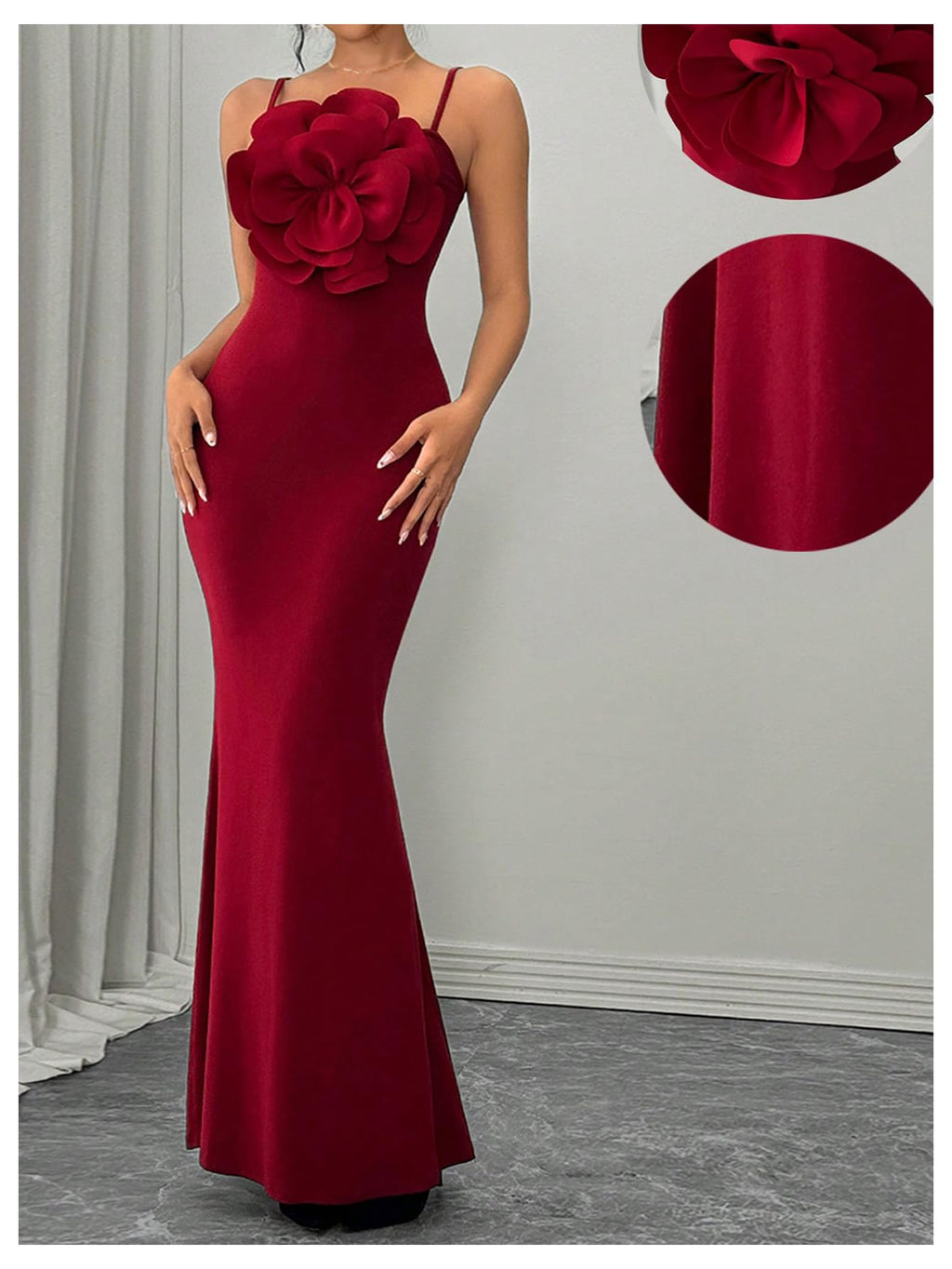 Women's Flower Bodycon Maxi Dresses Sleeveless Fishtail Long Dress