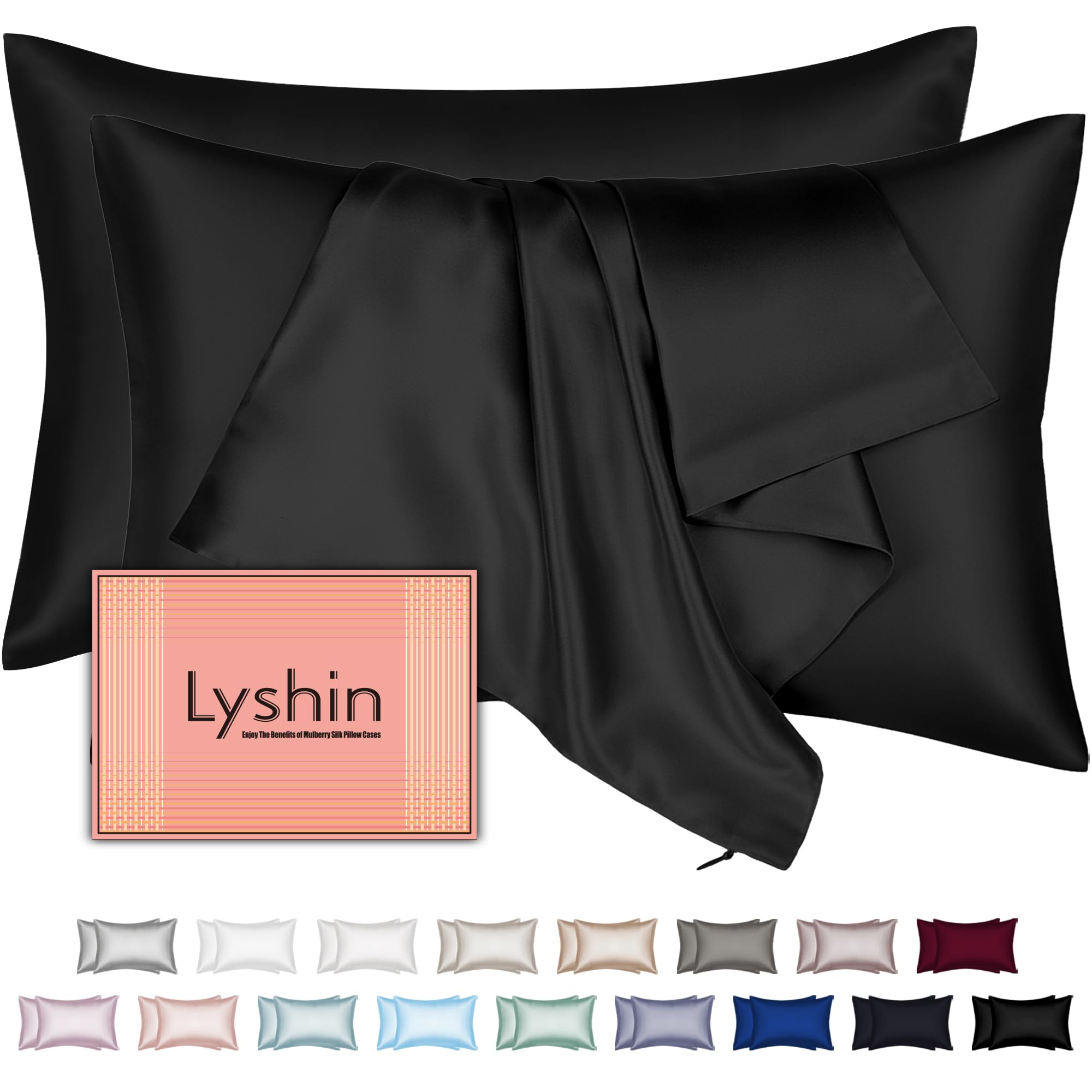 Silk Pillow Cases with Hidden Zipper, Ultra Smooth and Soft Breathable Cooling Silk Satin Pillowcase