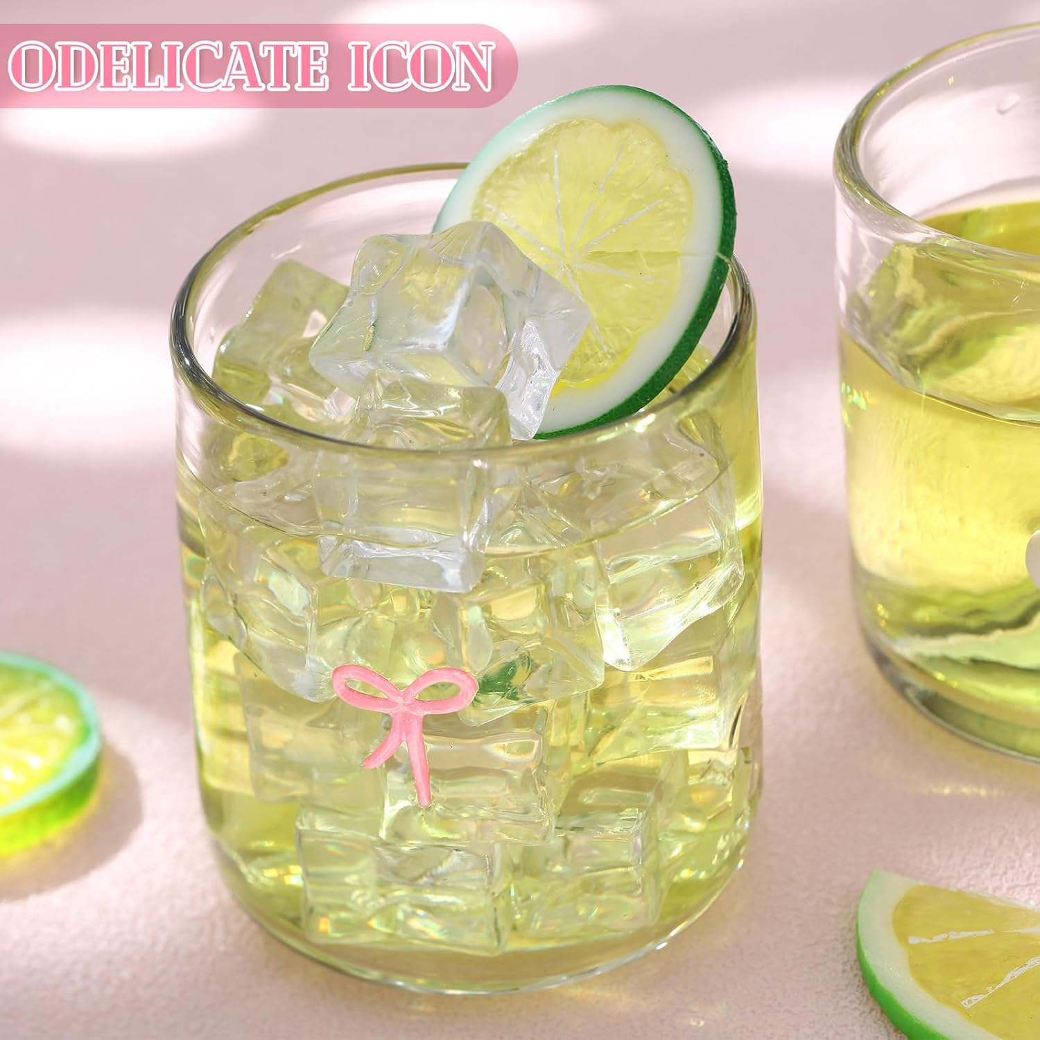 Set of 2 Coquette Pink Bow Glass Cup Heart Juice Glass 14oz Pink Bow Heart