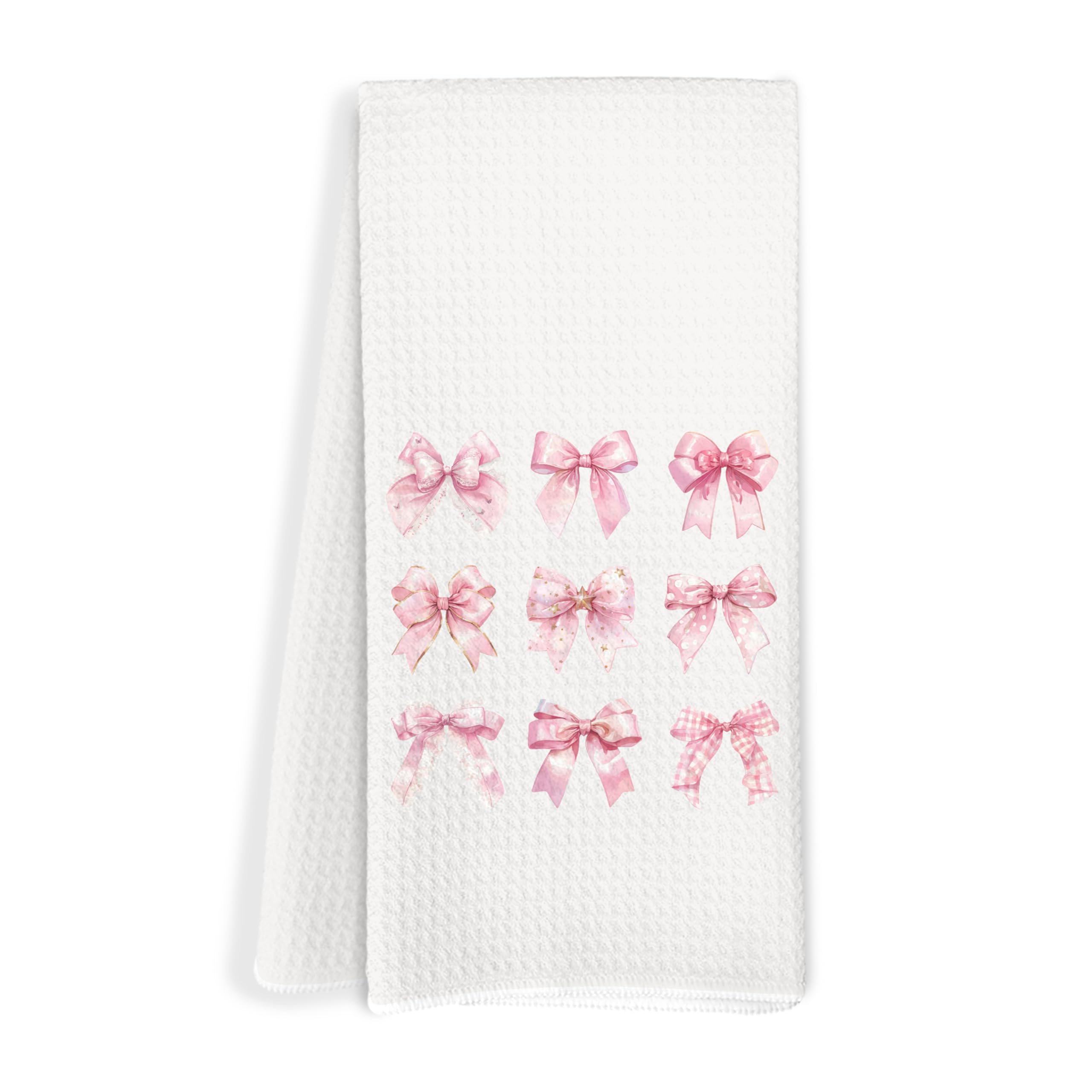 Coquette Bow Floral Kitchen Towels, Preppy Bow Dish Tea Towels for Kitchen Decor, Rustic Cottagecore Botanical Hand Towels for Bathroom Decor, 16x24 Inch