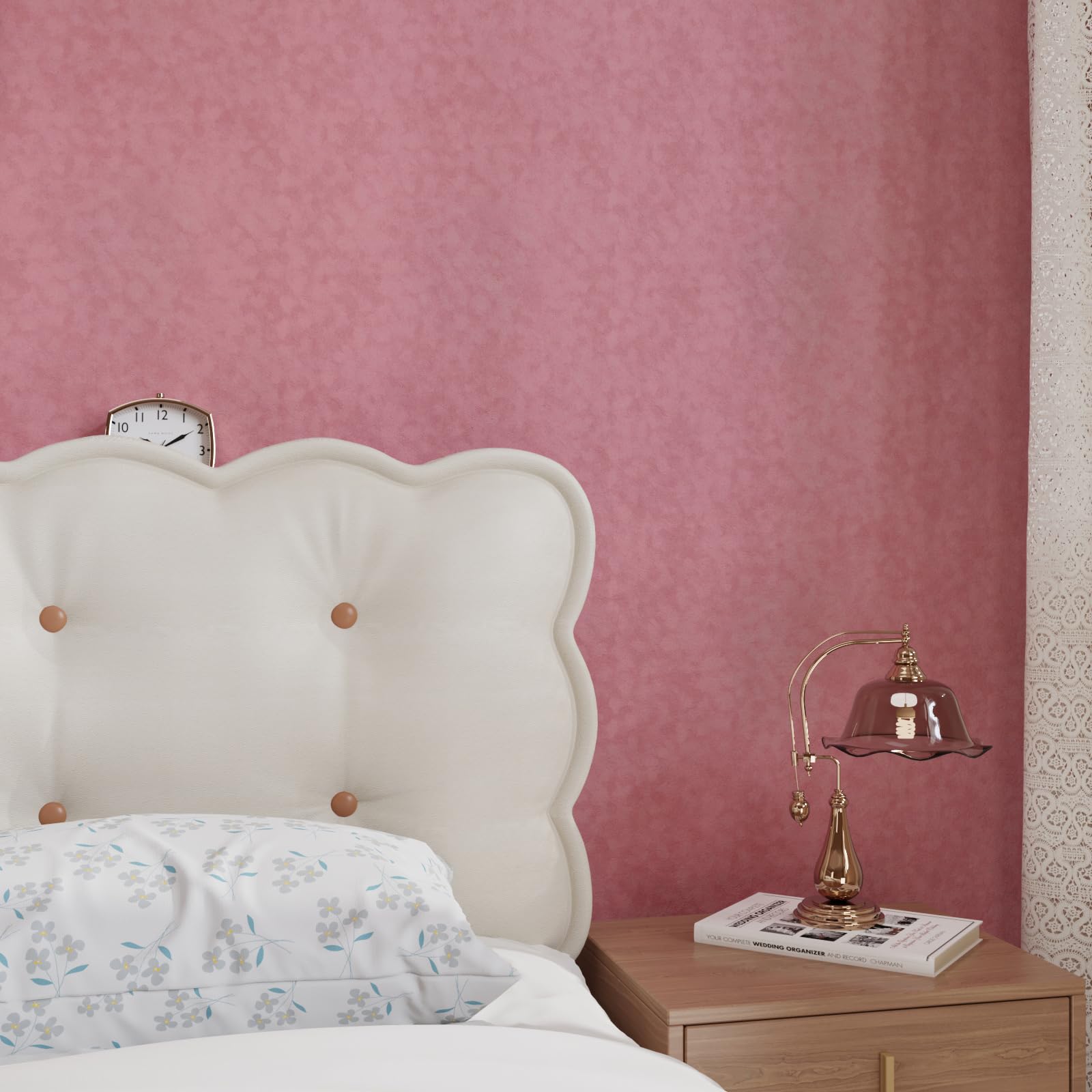 Velvet Wallpaper Peel and Stick Pink Contact Paper Self Adhesive Velvet Flocking Liner for Jewelry Drawer 12"x80" Fabric Felt Drawer Liner for Girls Bedroom Dressers Displays Decor