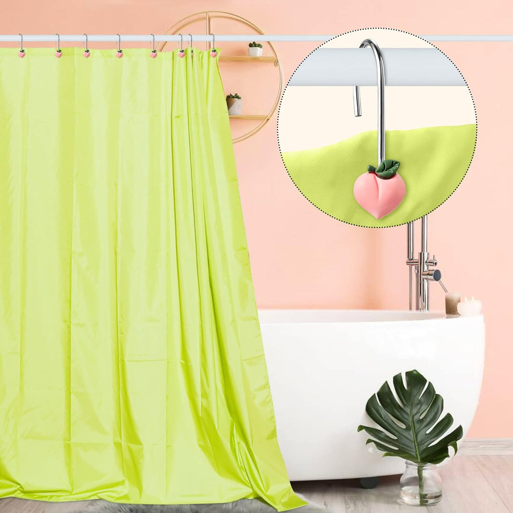 Peach Shower Curtain Hooks - 12pcs Peach Shower Curtain Hooks Pink Rustproof Curtain Hangers Glide Shower Rings Curtain Cute Fruit Resin Stainless Steel