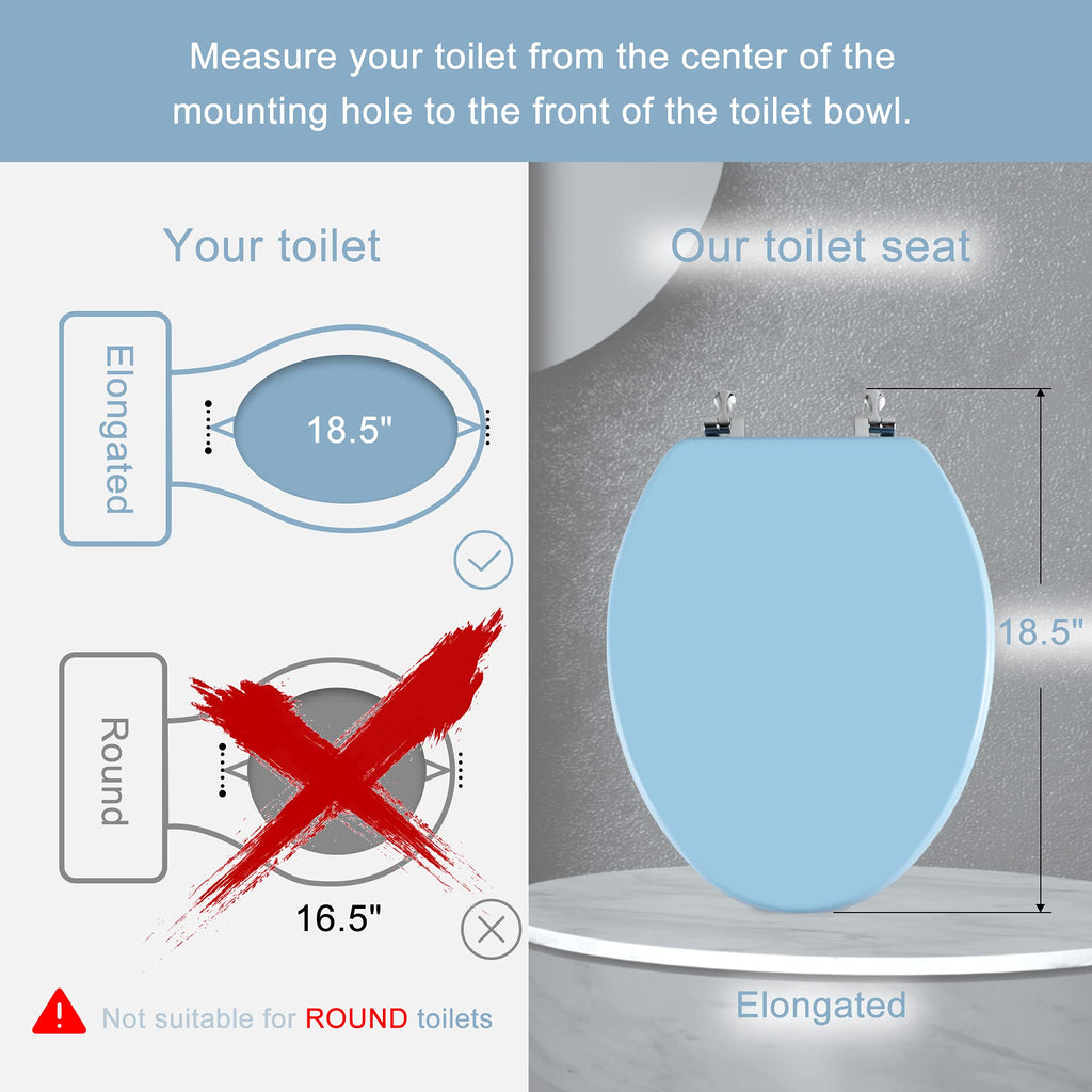 Round Toilet Seat Natural Wood Toilet Seat with Zinc Alloy Hinges, Easy to Install also Easy to Clean, Scratch Resistant