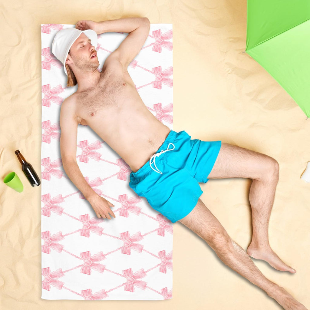 Coquette Girly Pink Bow Beach Towel - Microfiber Absorb Water Travel Towels 60x30 Inches for Bathroom Kitchen