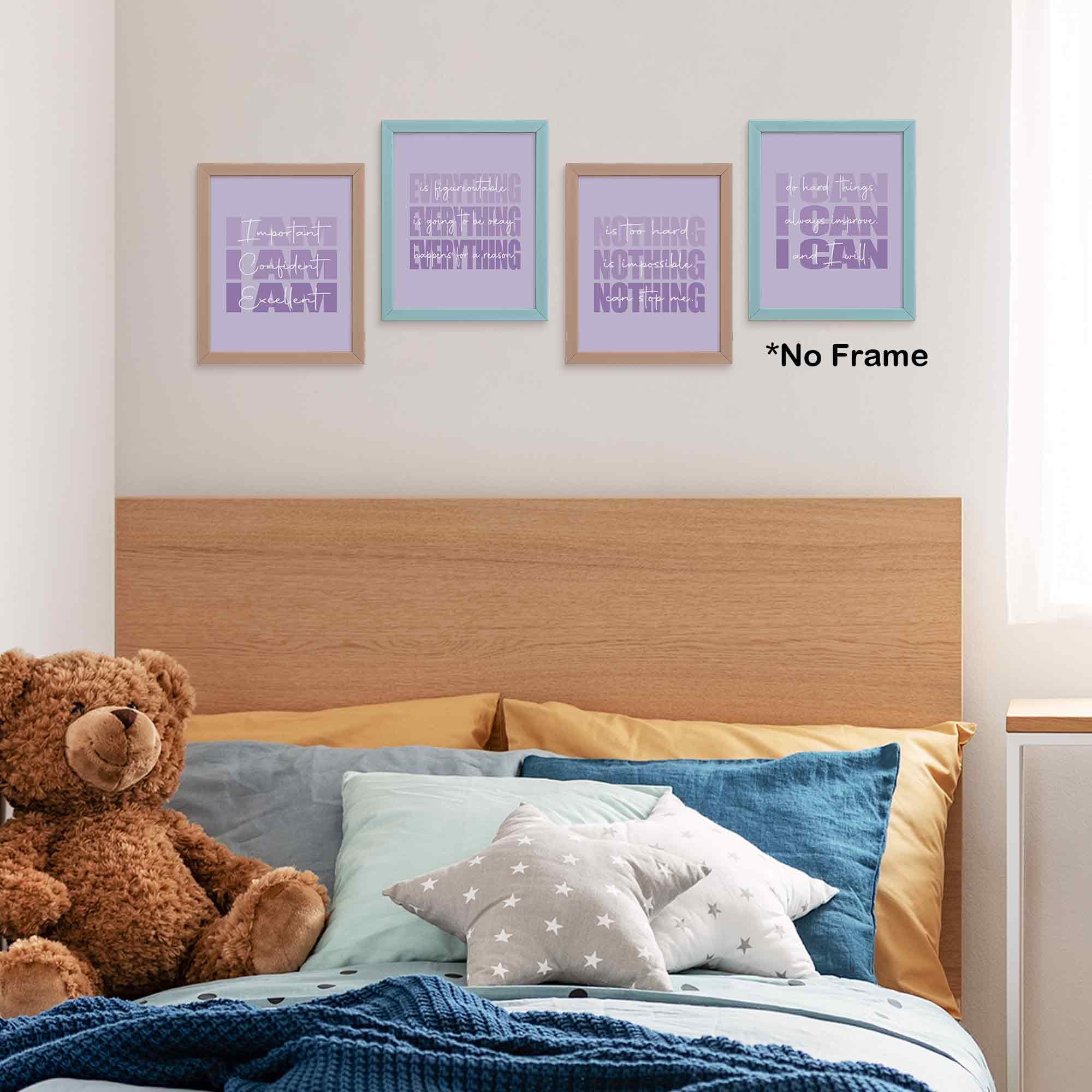 Set of 4 Inspirational Posters â€?Motivational Wall Art for Teen Girls & Women (8x10)