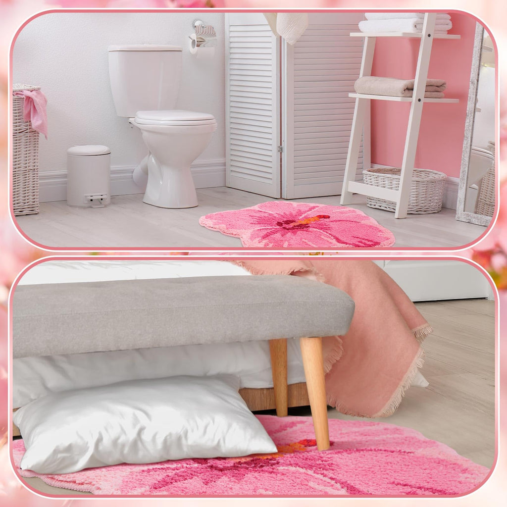 Flower Shower Mat Summer Bathroom Rug Flower Shape Shower Mat Door Cute Bath Summer Bathroom Decoratio Non Slip Washable Bath Rug