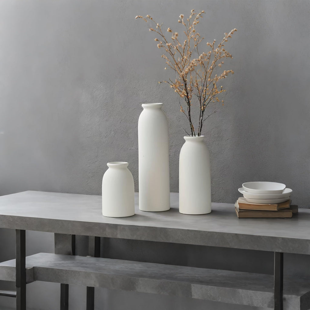 Tall Decorative Ceramic Vase Set, 3 Pieces