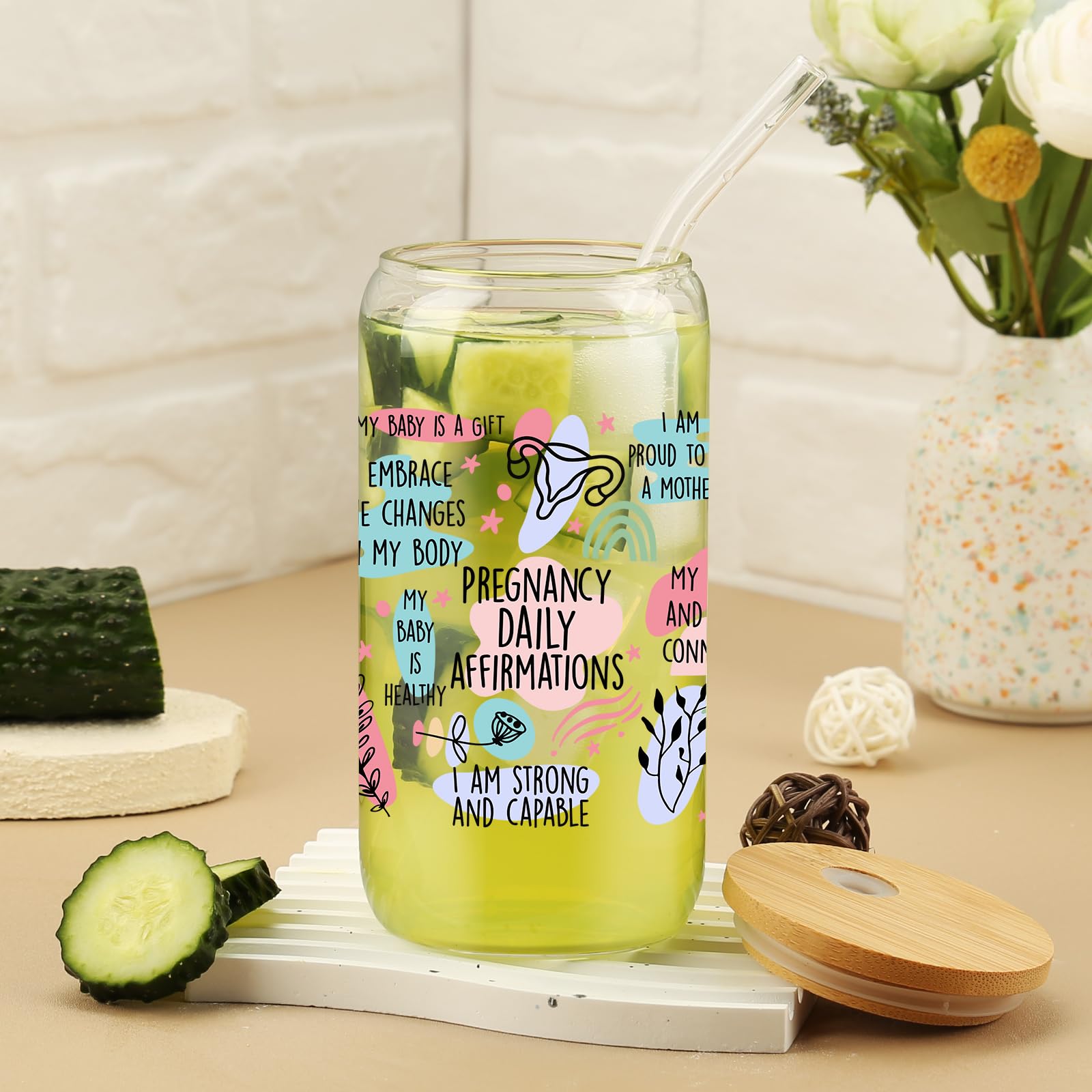 Cherry Bow Cup, Birthday Gifts for Women, Girly Gifts for Her, Sister, Mom, Colleague - 16 OZ Glass Tumbler with Straw & Lid, Coquette Iced Cup