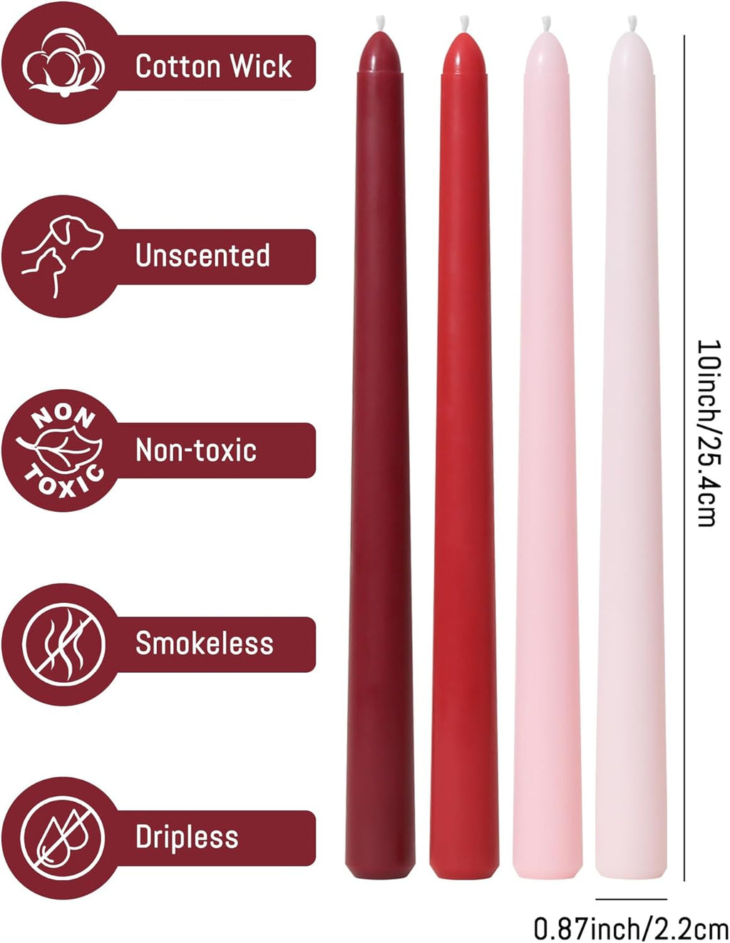 Taper Candles Unscented Smokeless Long Tall Tapered Candle for Candlesticks SticksHome Decor Dinner