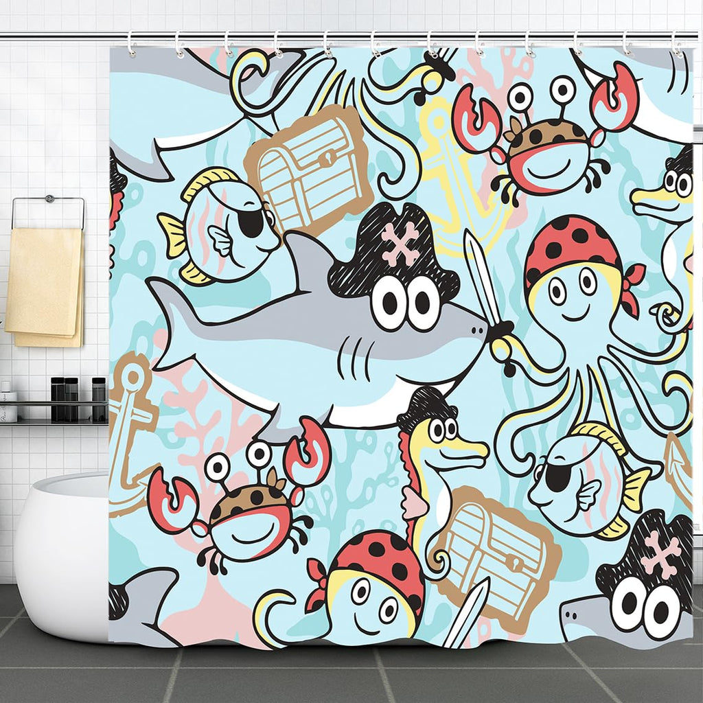 Shower Curtain Bathroom Decor with 12 Plastic Hooks 72 x 72 Inch