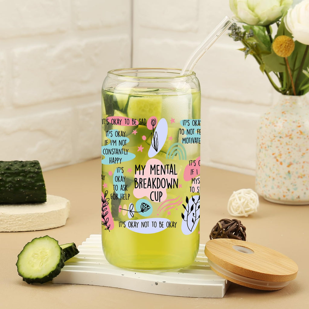 Cherry Bow Cup, Birthday Gifts for Women, Girly Gifts for Her, Sister, Mom, Colleague - 16 OZ Glass Tumbler with Straw & Lid, Coquette Iced Cup