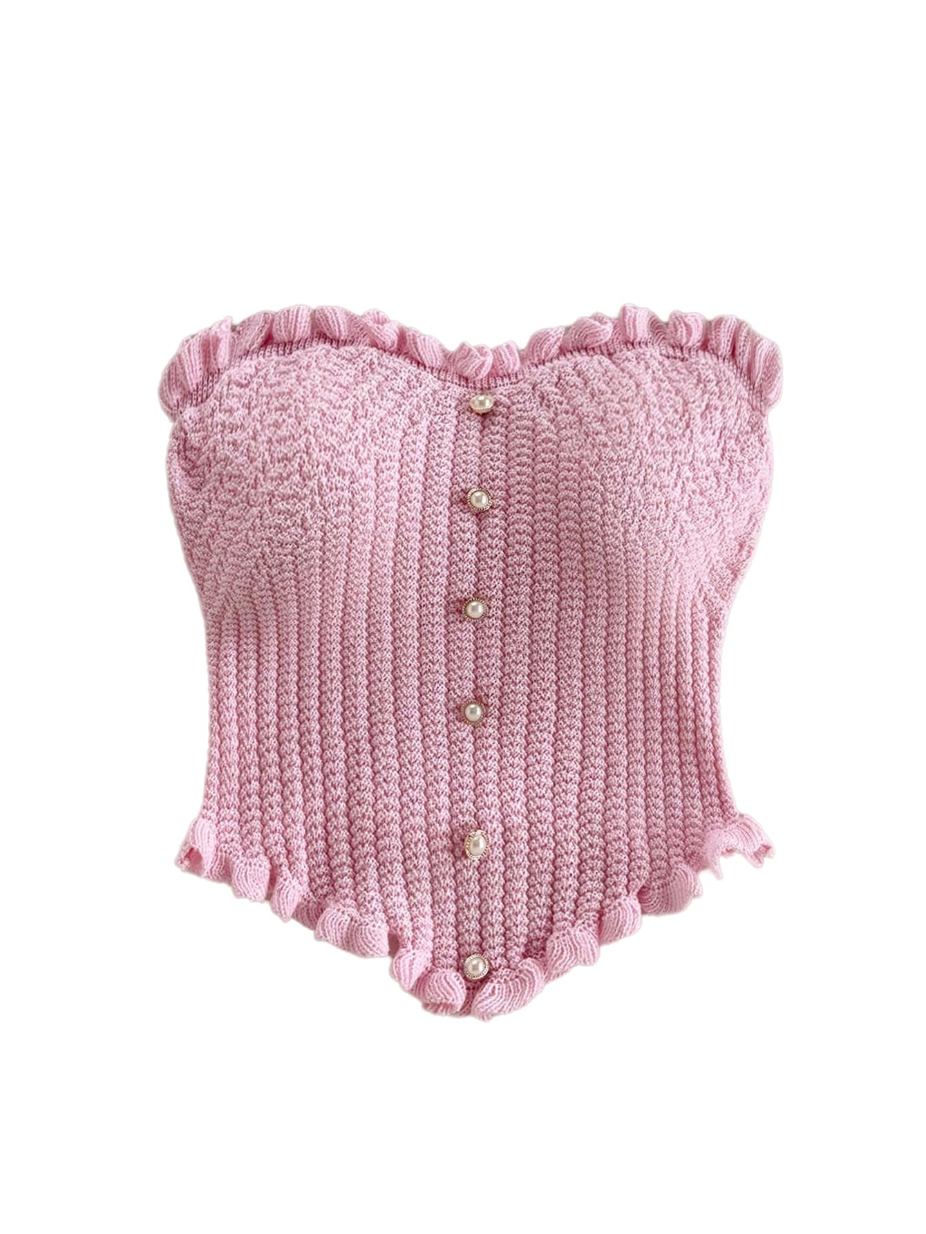 Women's Pearl Strapless Tops Summer Asymmetrical Tube Tops