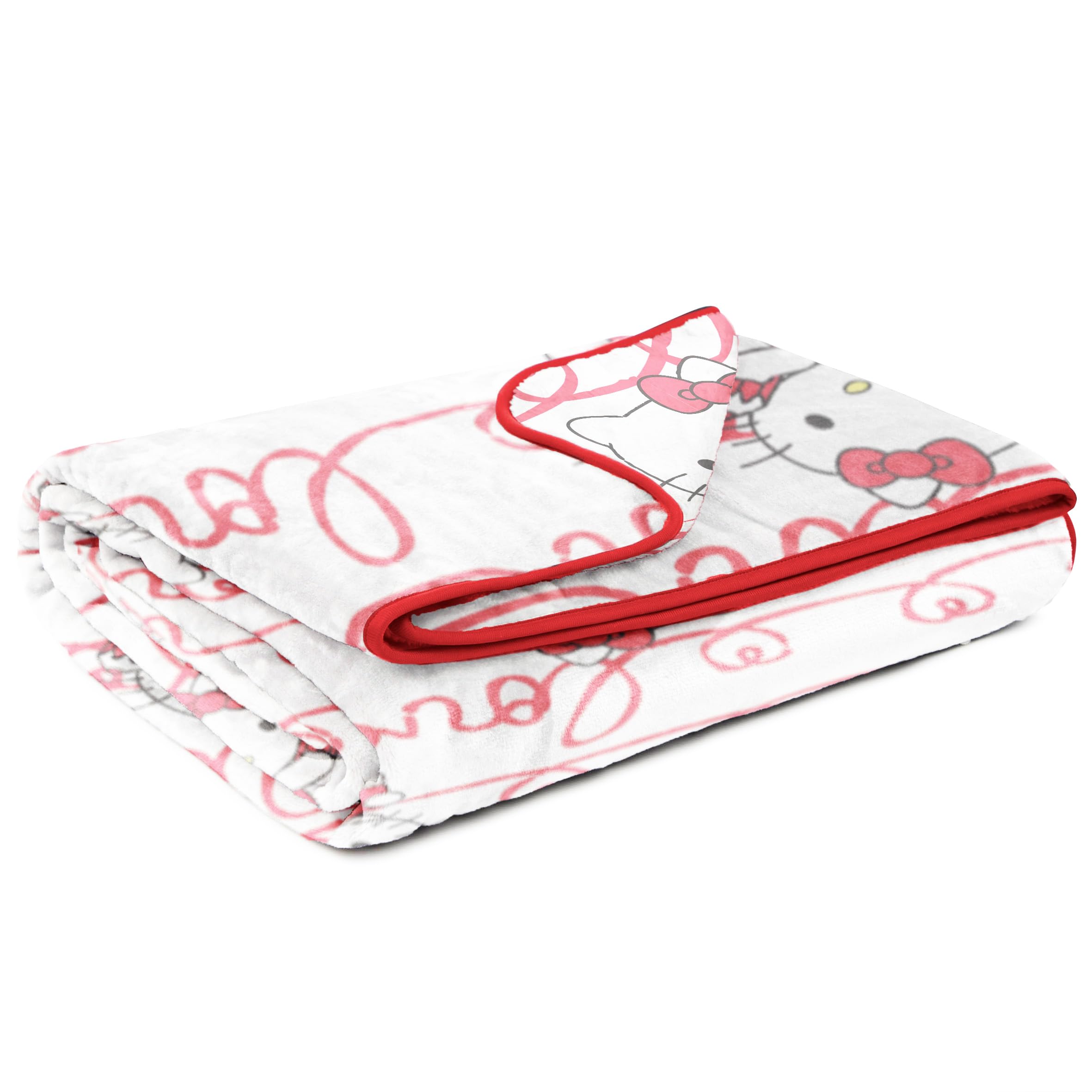 Hello Kitty White Kitties Plush Blanket - Measures 60 x 90 Inches, Kids Bedding - Super Soft Fleece Bedding