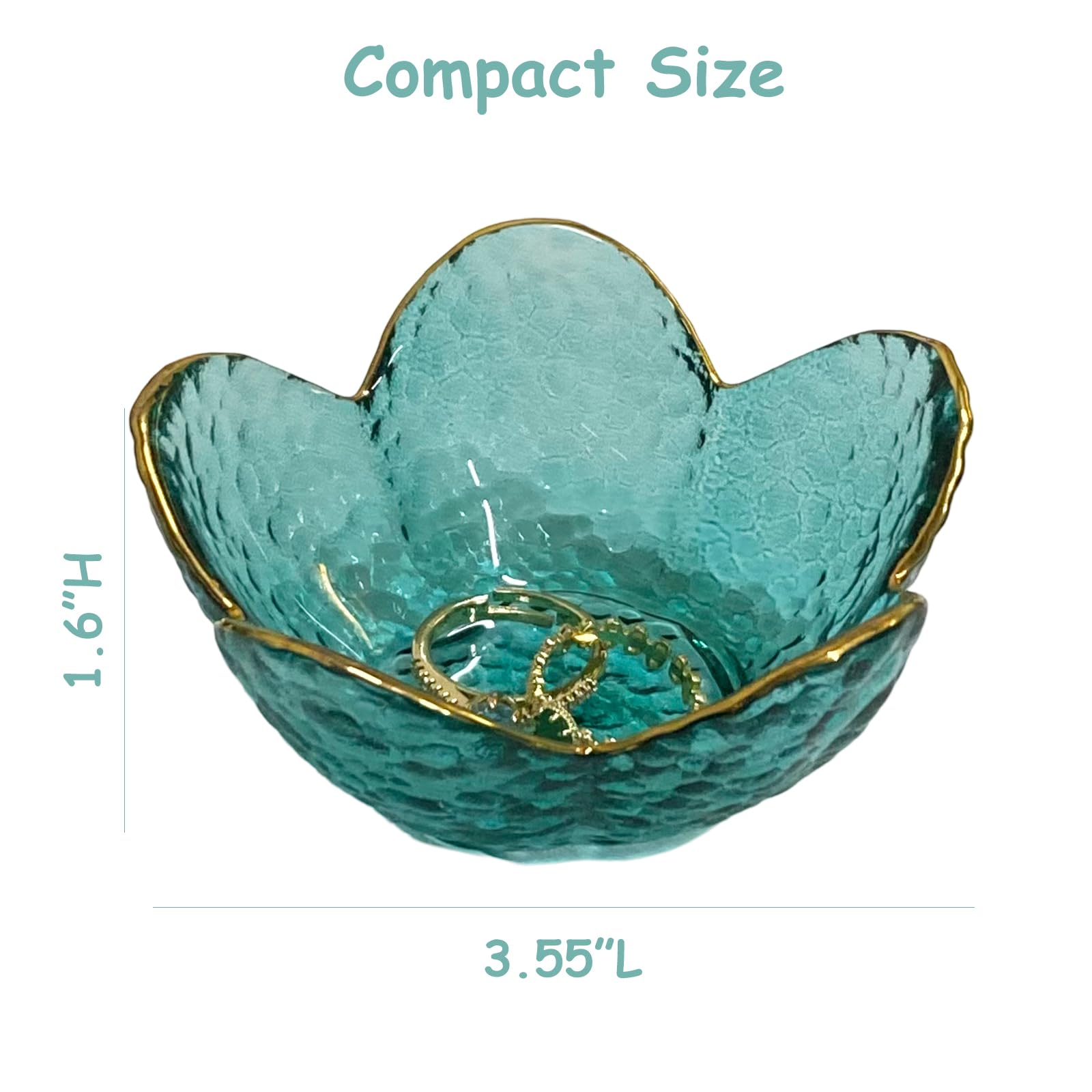 Flower Ring Dish Jewelry Tray, Decorative Glass Trinket Dish, Modern Accent Tray for Vanity Home Décor