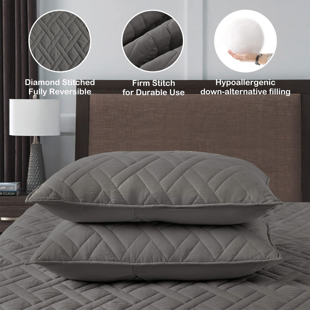 Quilt Size Lightweight Quilt for Summer Ultra-Soft Microfiber Modern Style Quilted Clouds Pattern Bedspread Quit Set 3 Pieces(1 Quilt and 2 Pillow Shams)