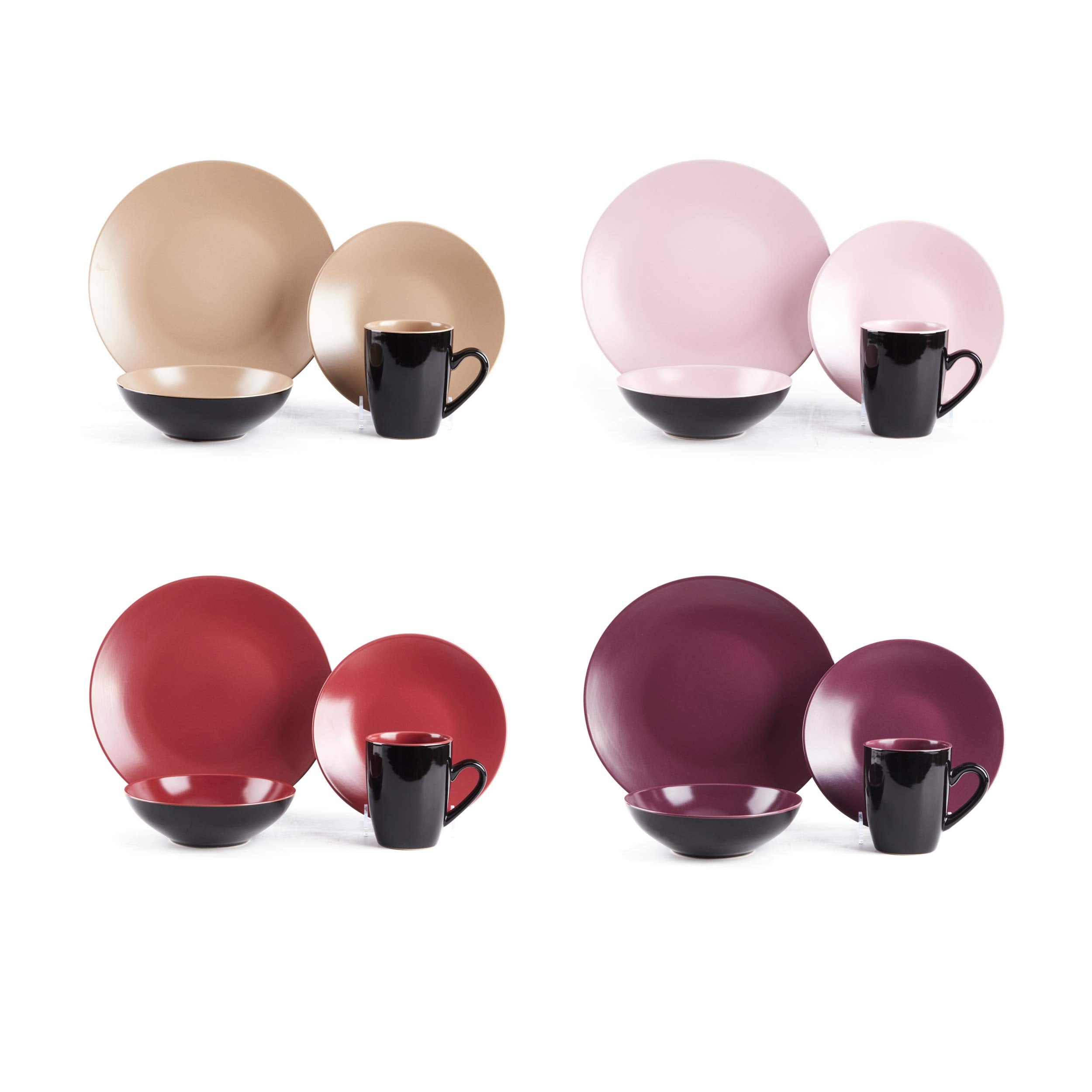 Stoneware Two-Tone Colors Life 12pc Dinner Set