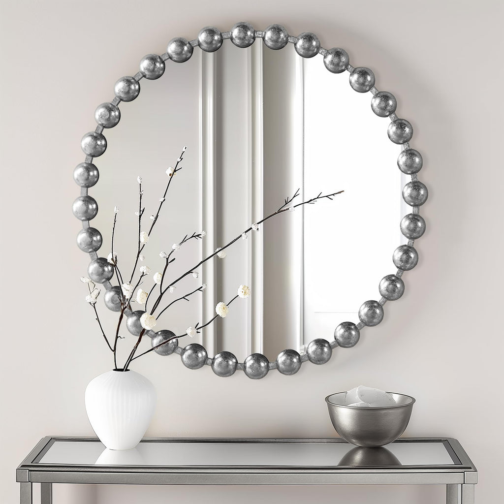 Metal Spherical Frame Round Mirror 36" Diameter