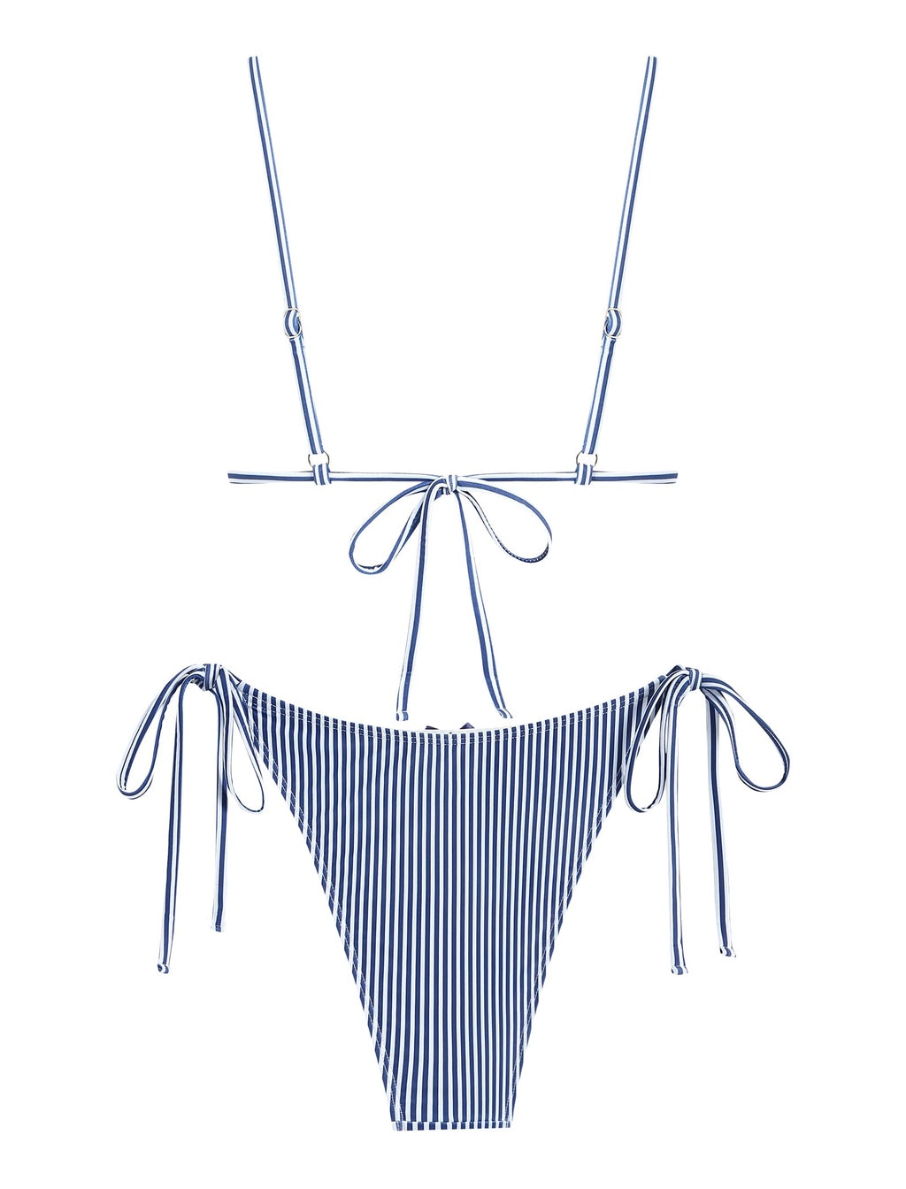 Women's Triangle Bikini Lace Frilled Ruffles Gingham Print Tie Side Spaghetti Strap 2 Pieces Bikini Swimsuit