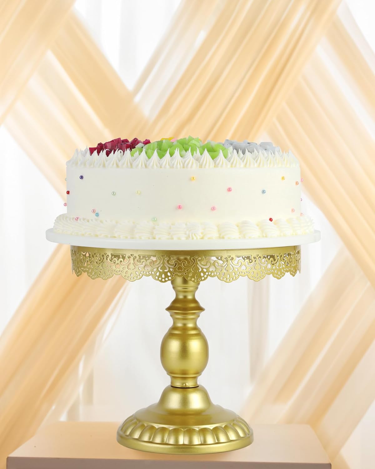 Fancy 5Pcs Cake Stands Set Metal Round Cupcake Holder Cookies Dessert Display Plate Serving Tower Tray Platter with Handle