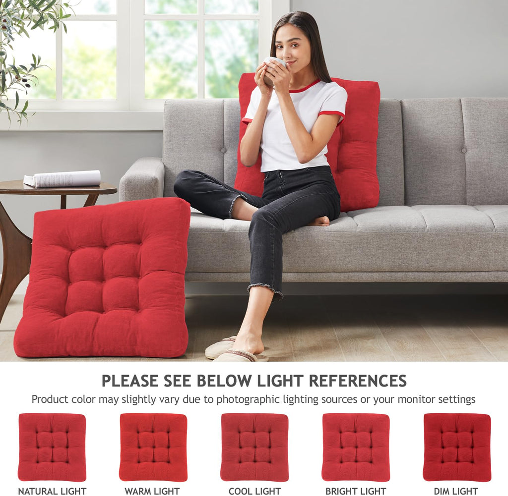 Square Large Pillows Seating Meditation Floor Pillow, Tufted Corduroy Cushion for Living Room