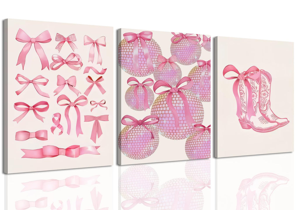 Trendy Blue Wall Art Set of 3, Preppy Navy Blue Wall Decor, Coquette Disco Lucky Me 8 Ball Poster Canvas Prints Aesthetic Pictures Room Dorm