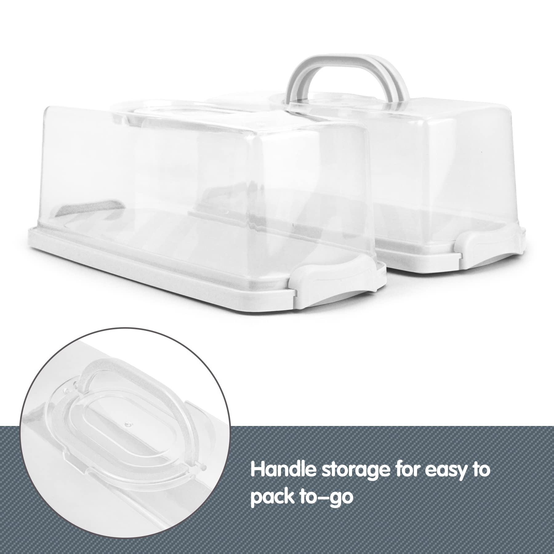 Plastic Rectangular Bread Box with Clear Lid, Loaf Cake Keeper, Portable Bread Keeper Storage Container with Handle