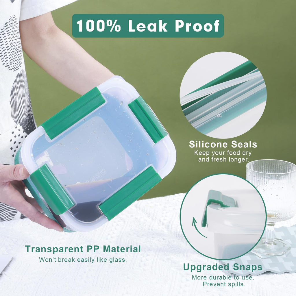 Plastic Food Storage Containers with Leakproof Locking Lids, Stackable Airtight Storage Containers BPA-Free & Freezer Safe, Non-slip Base, Set of 4 Pieces