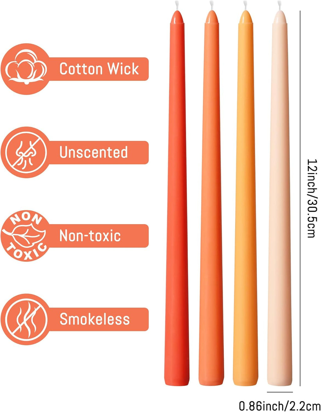 Taper Candles Unscented Smokeless Long Tall Tapered Candle for Candlesticks SticksHome Decor Dinner