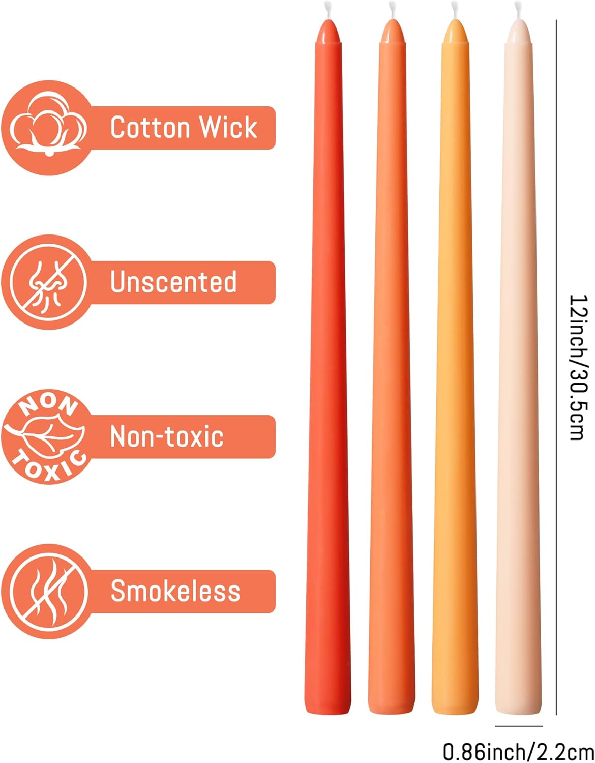 Taper Candles Unscented Smokeless Long Tall Tapered Candle for Candlesticks SticksHome Decor Dinner