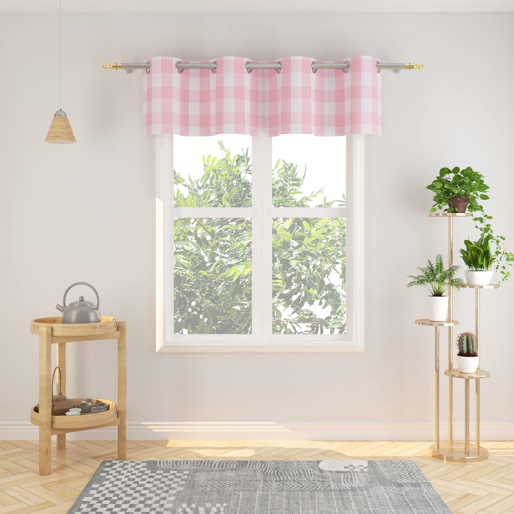 Tier Curtains Check Gingham Plaid Window Curtain Panels Bathroom Grommet Top Window Treatment 2 Panels