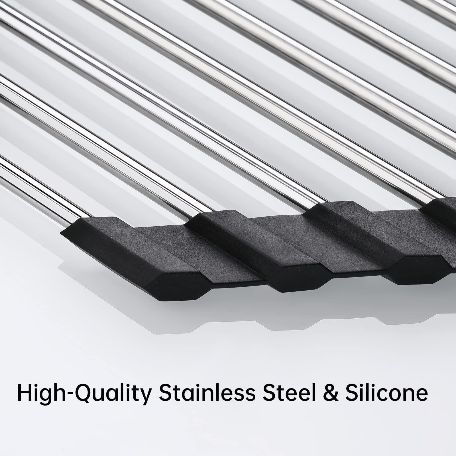 Triangle Foldable Dish Drying Rack, Small Roll-Up - Stainless Steel Over Sink Drainer for Kitchen Sink Corner, Rustproof