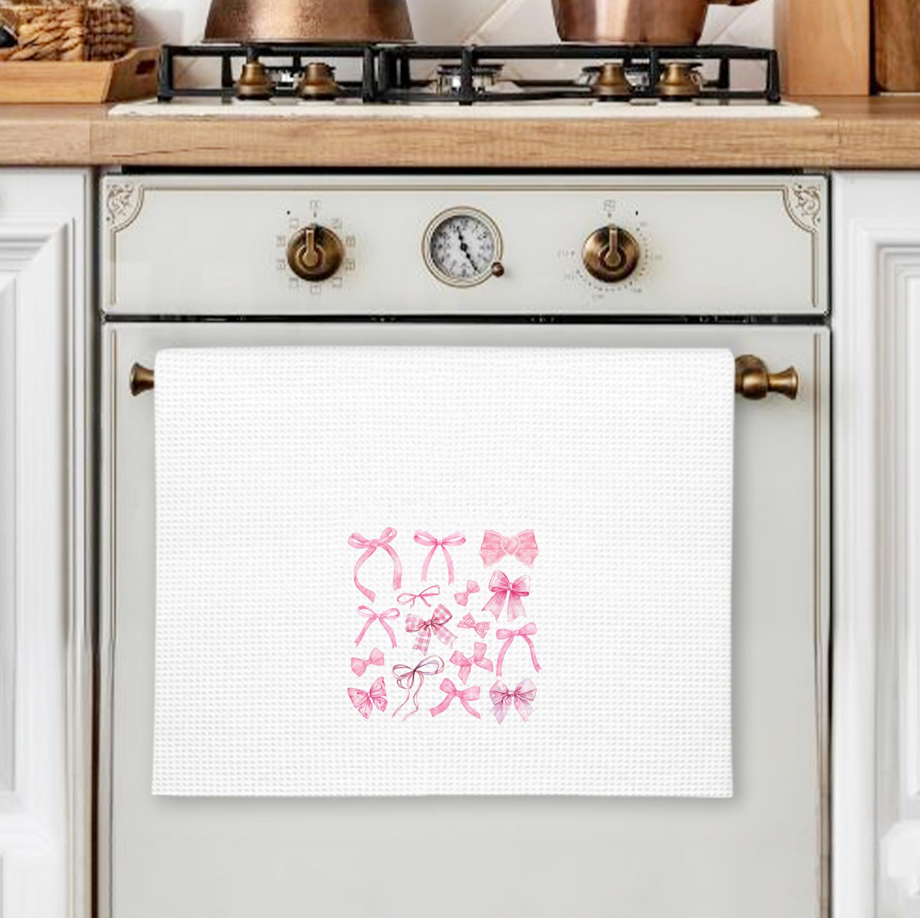 Girly Pink Bow Coquette Preppy Towel, 16x24 Inch