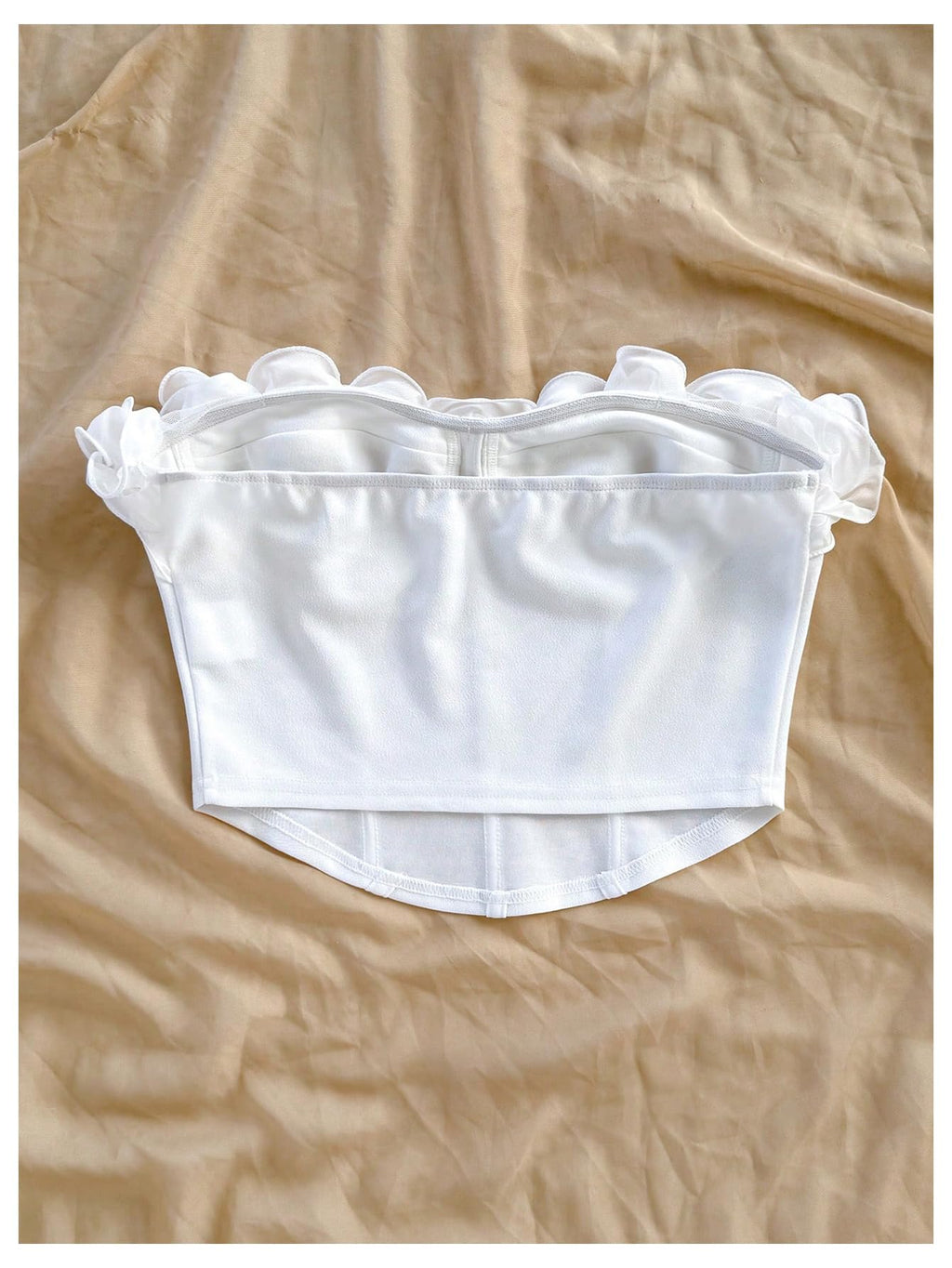 Women's Coquette Ruffle Trim Corset Tops Sleeveless Summer Tube Crop Tops