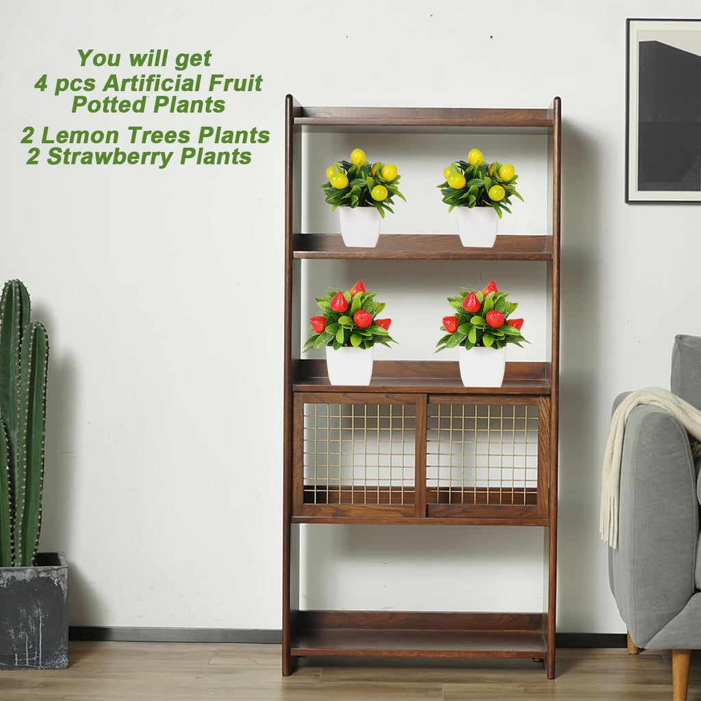 Fruit Artificial Plants Fake Fruit Potted Plant 6inches Fake 4pcs Tree with Small Pot Mini Fake Plant Decor