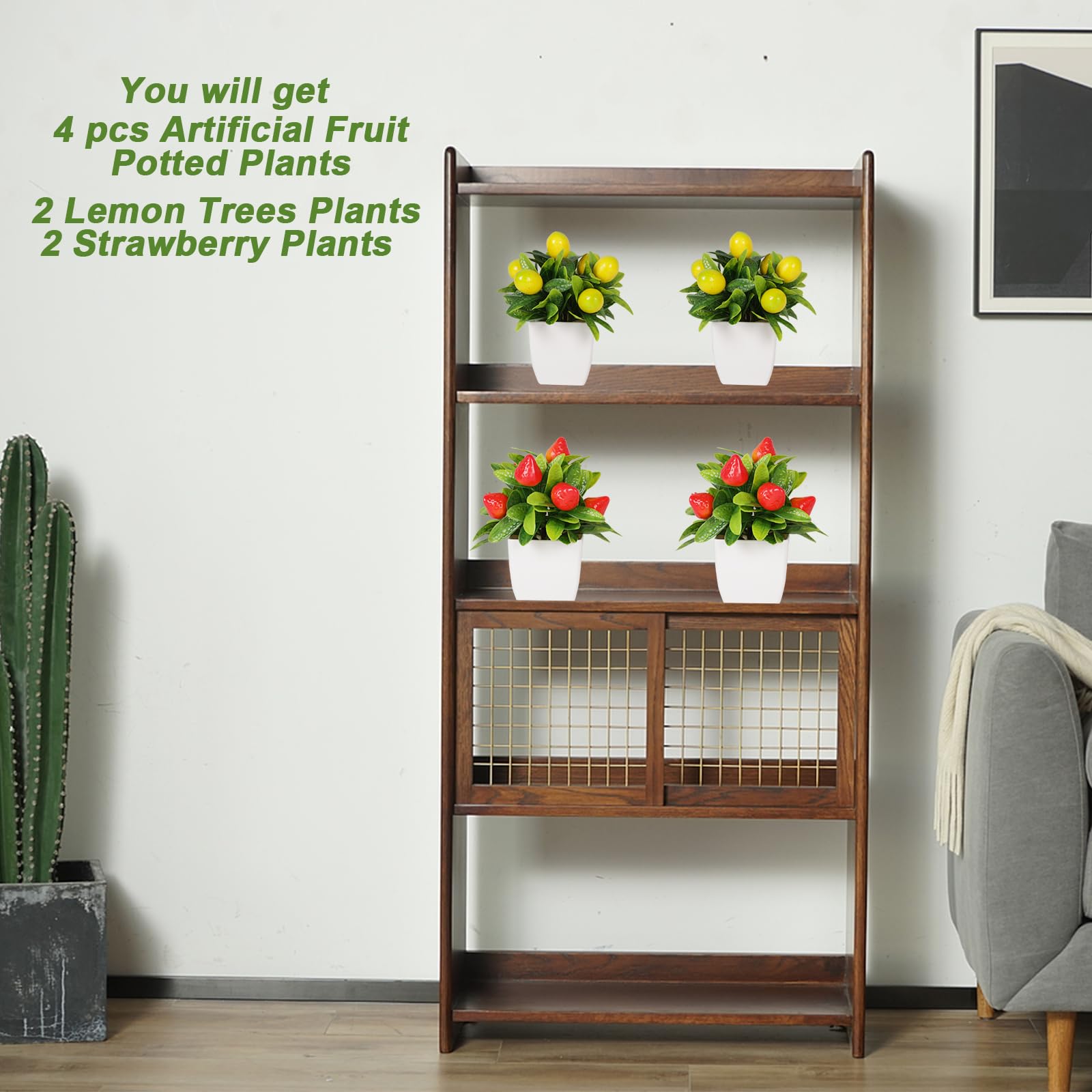 Fruit Artificial Plants Fake Fruit Potted Plant 6inches Fake 4pcs Tree with Small Pot Mini Fake Plant Decor