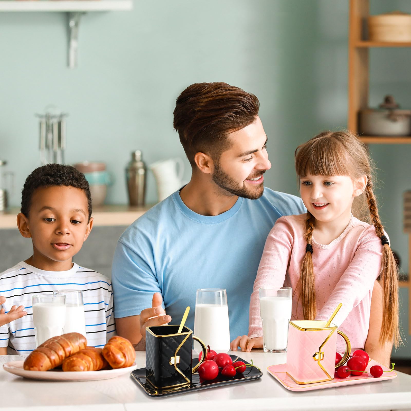 Set Coffee Mug Elegant Handbag Shaped Cup Modern Ceramic Purse Mug with Spoon and Saucer, 10oz Cute Creative Tea Cup