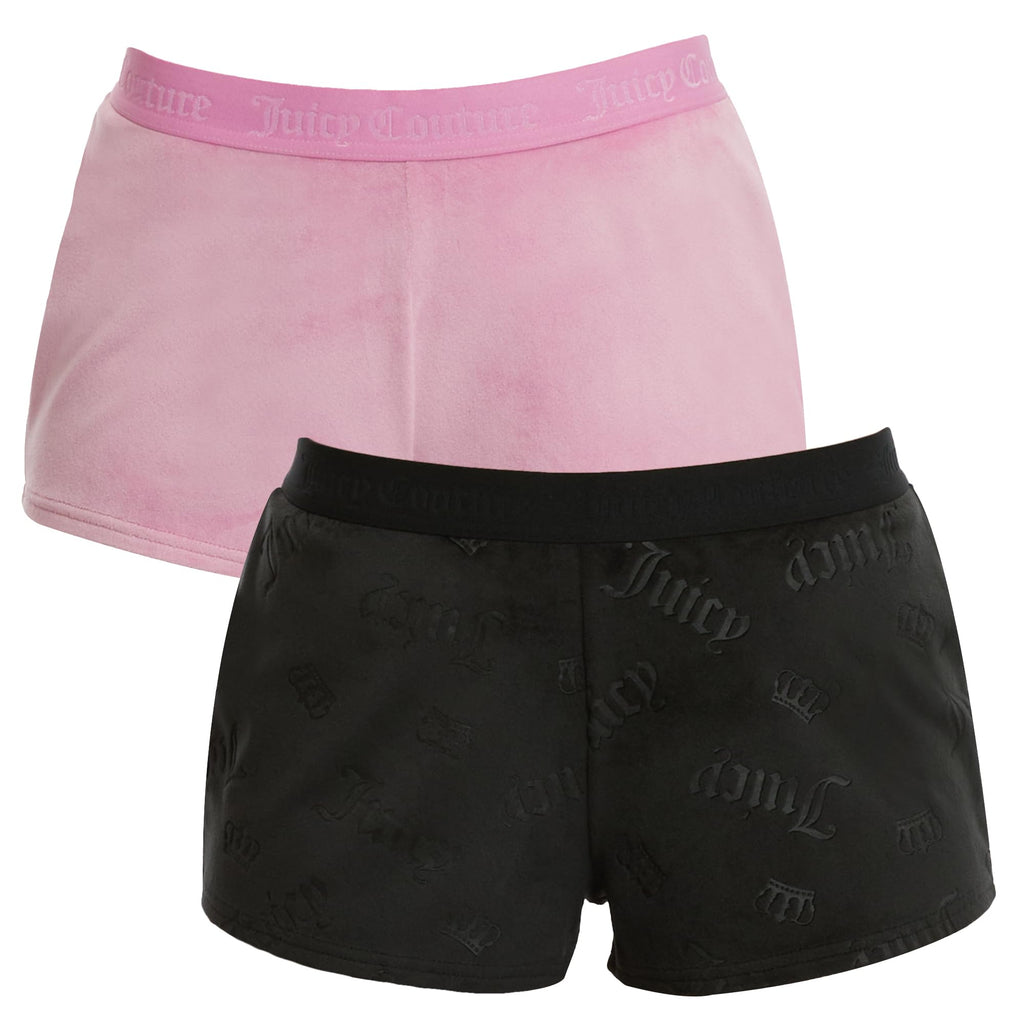 Juicy Couture Velvet Fleece Shorts 2 Piece Designer Pajama Set for Women, 2-Pack Sleep and Lounge Shorts