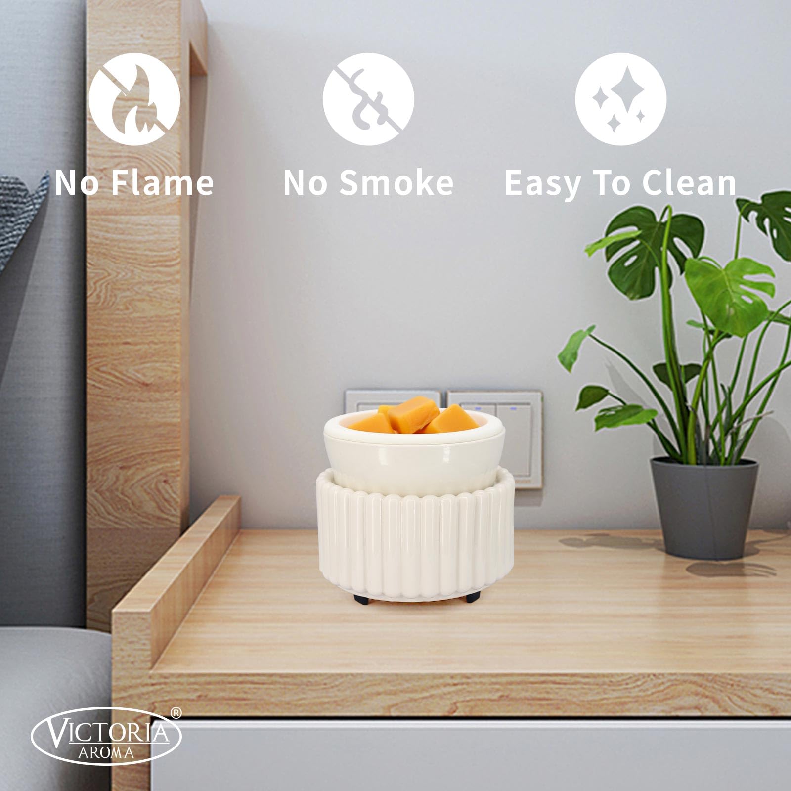 Ceramic Wax Melter 3-in-1 Candle Warmer for Scented Wax - Electric Fragrance Burner