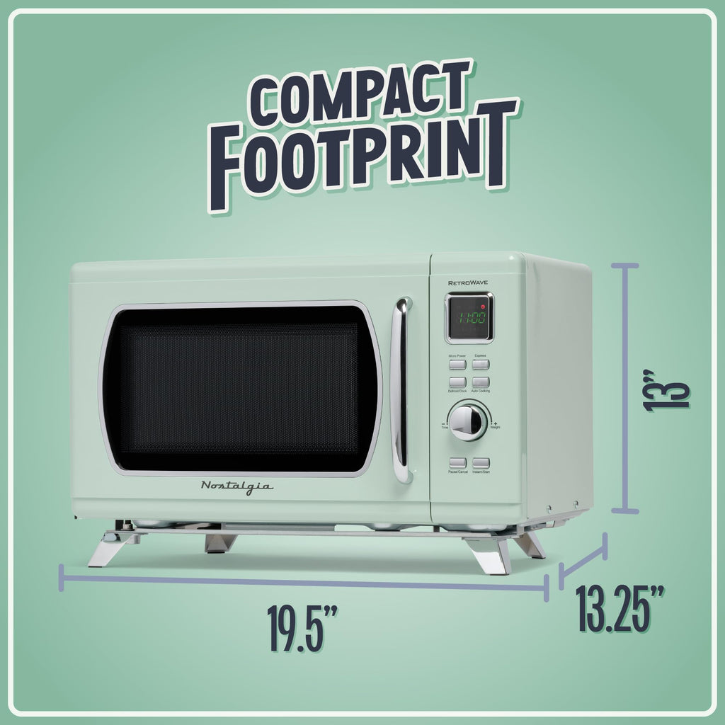 Nostalgia Retro Compact Countertop Microwave Oven 0.7 Cu. Ft. -700-Watts with LED Digital Display-Child Lock-Easy Clean Interior-Pink