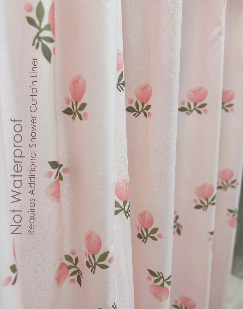 Girly Pink Floral Shower Curtain Hookless Flower Rose Shower Curtain Linen-Cotton Blend 72x72 Inches for Bathroom
