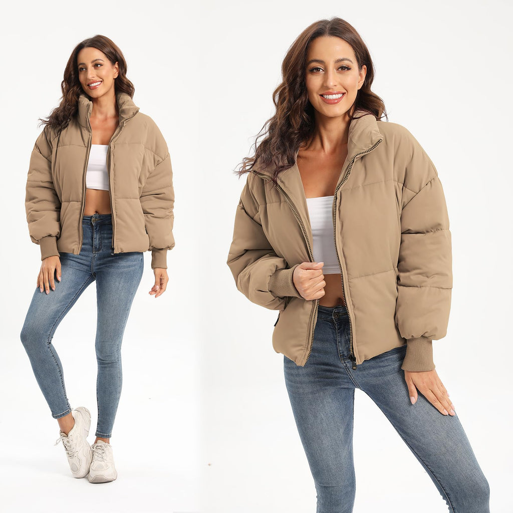 Women's Winter Baggy Zip Puffer jackets Short Down Jacket Coat