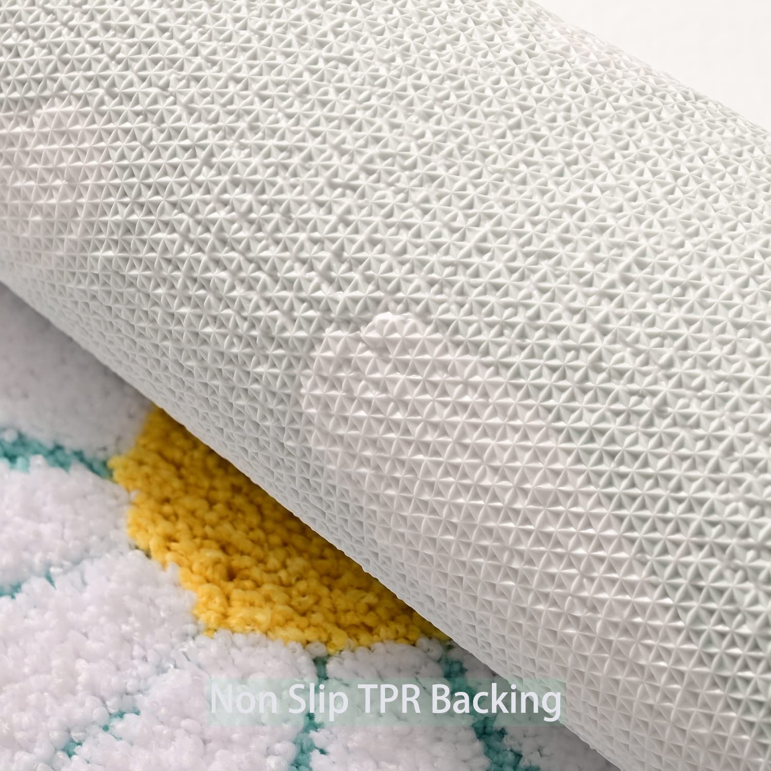 U Shaped Toilet Mat Cute Daisy Contour Bath Rug 20"x20", Extra Thick Soft Machine Washable Toilet Carpet, Non Slip Bathroom Floor Mats Super Absorbent Microfiber Bath Rugs