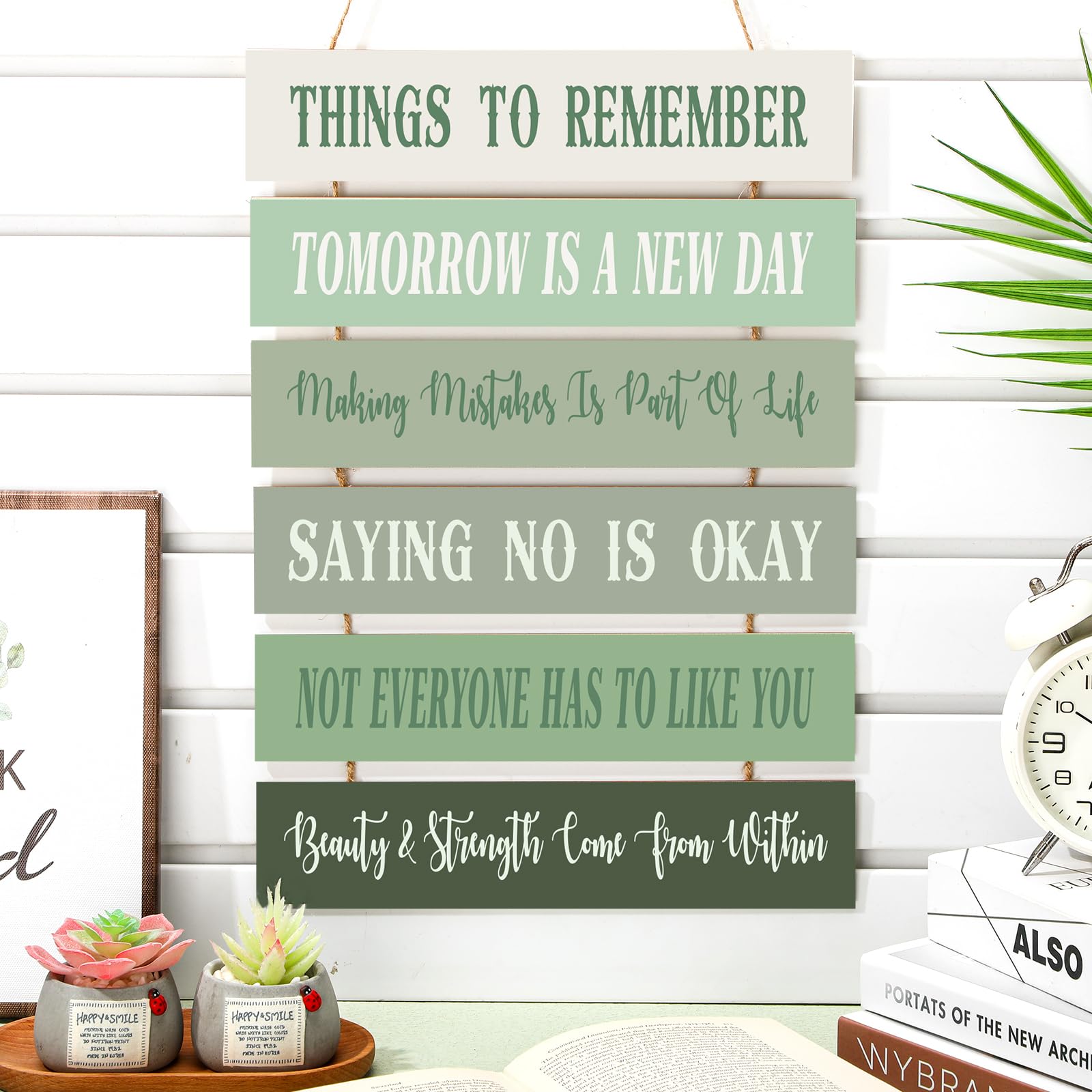 Cute Preppy Inspirational Wall Art - Positive Quotes Wall Decor Wooden Room Sign
