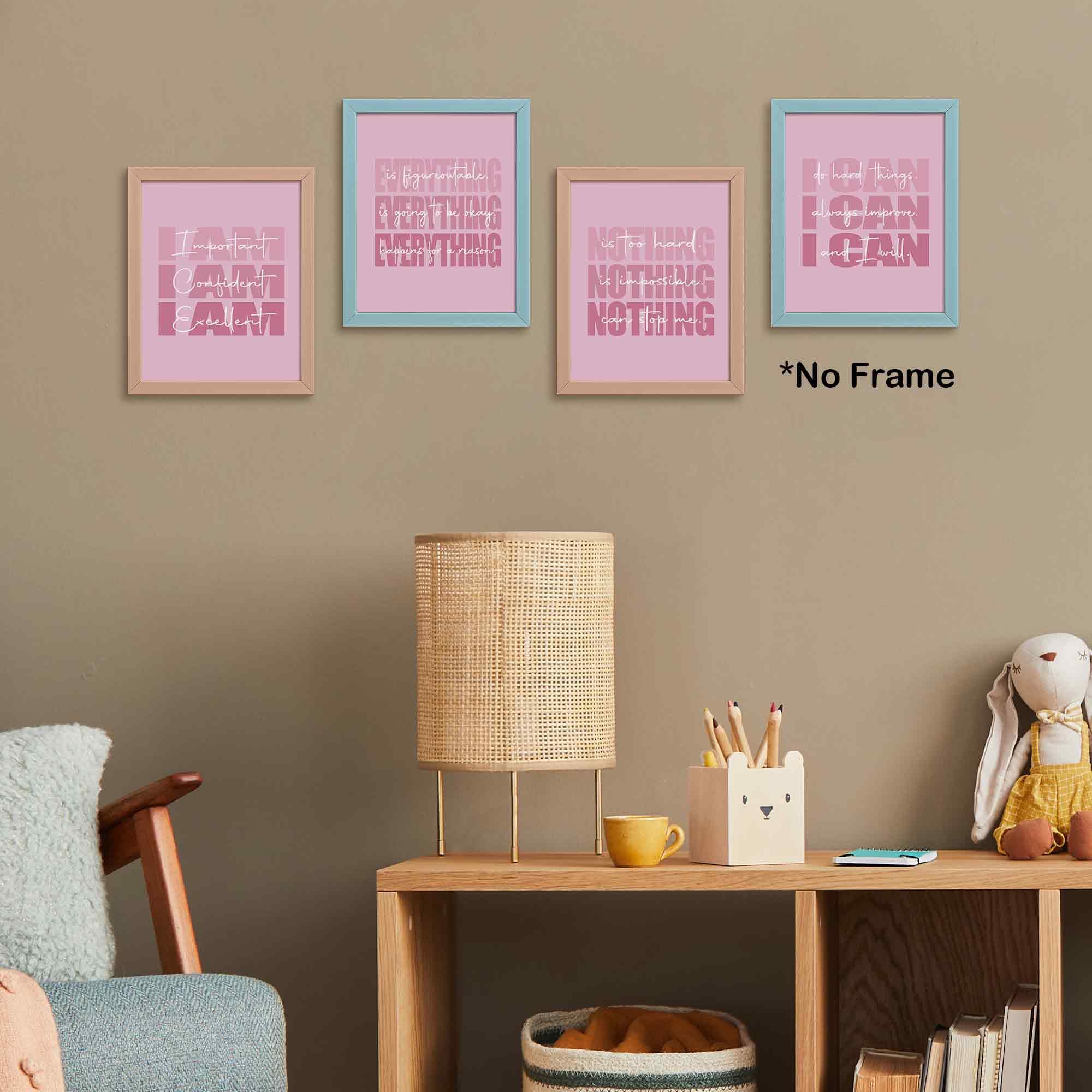 Set of 4 Inspirational Posters â€?Motivational Wall Art for Teen Girls & Women (8x10)