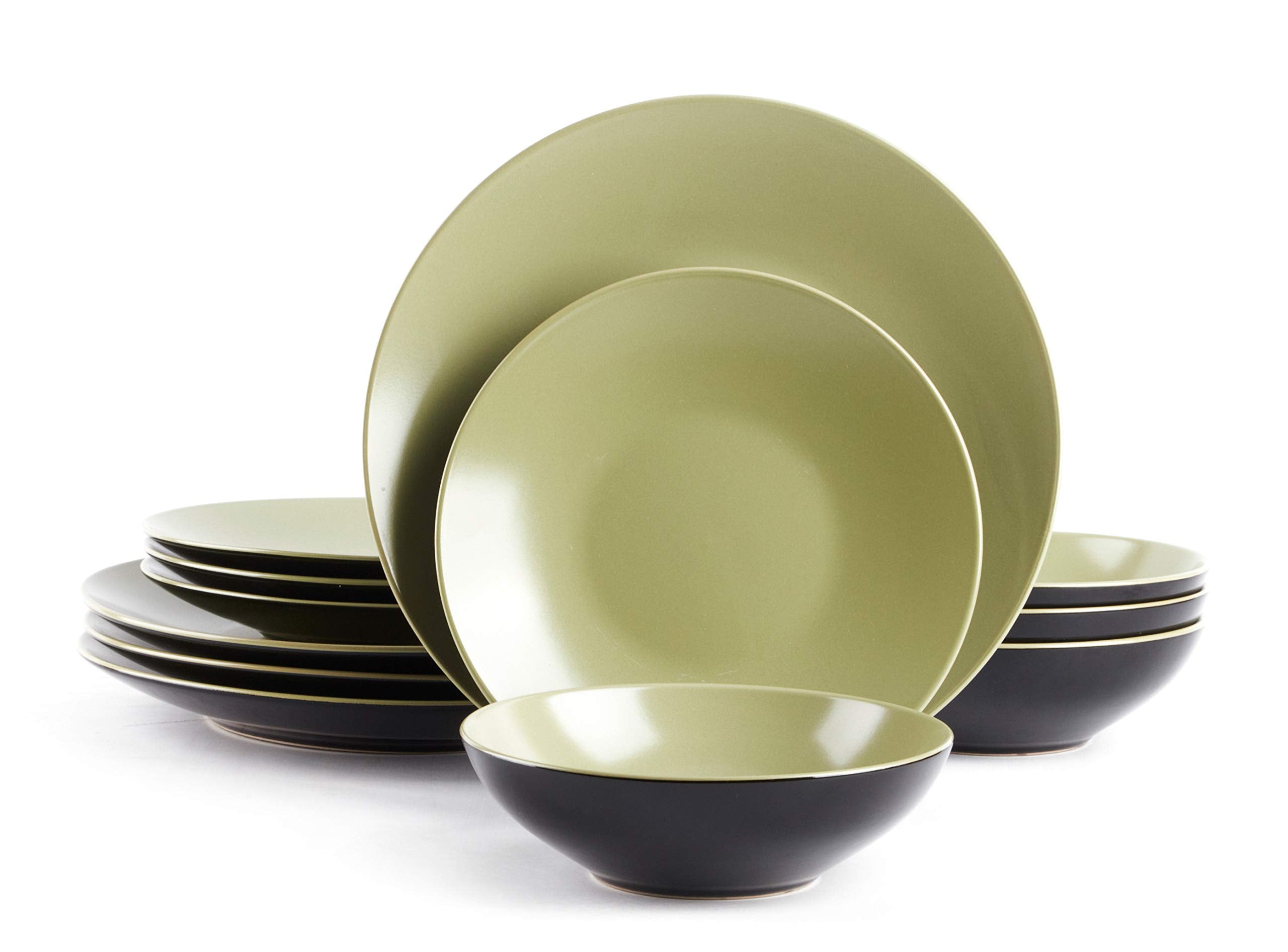 Stoneware Two-Tone Colors Life 12pc Dinner Set