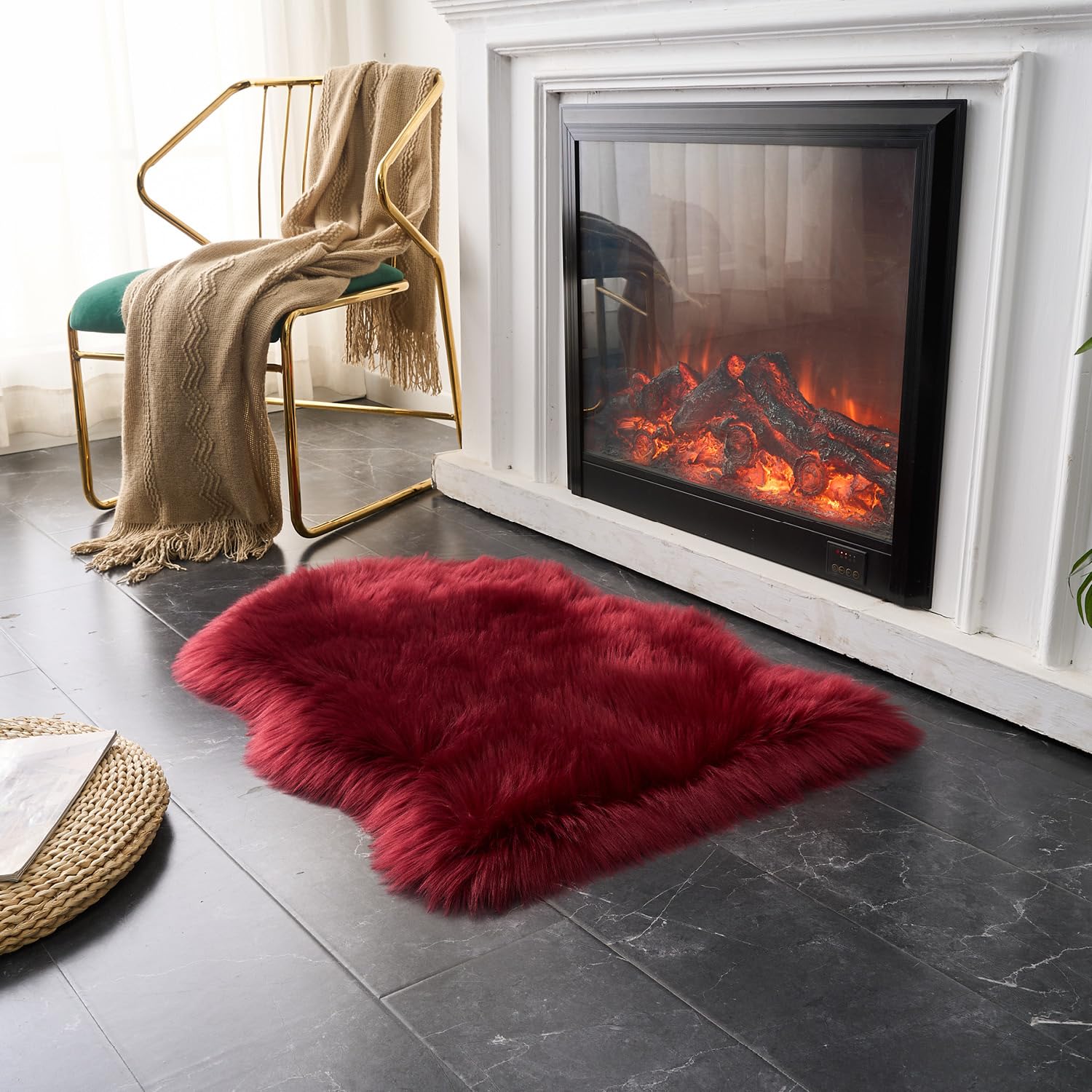 Ultra Soft Faux Fluffy/Fuzzy Shaggy Area Rug - Fur Chair Cover Seat Pad