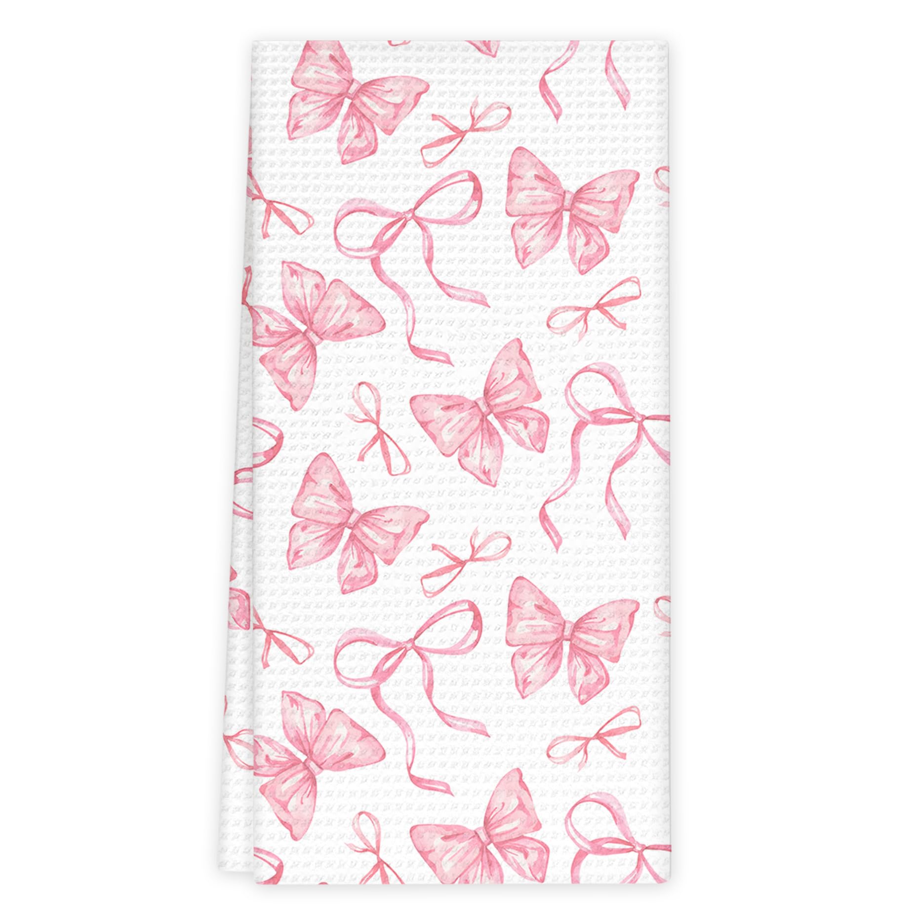 Girly Pink Bow Coquette Preppy Towel, 16x24 Inch
