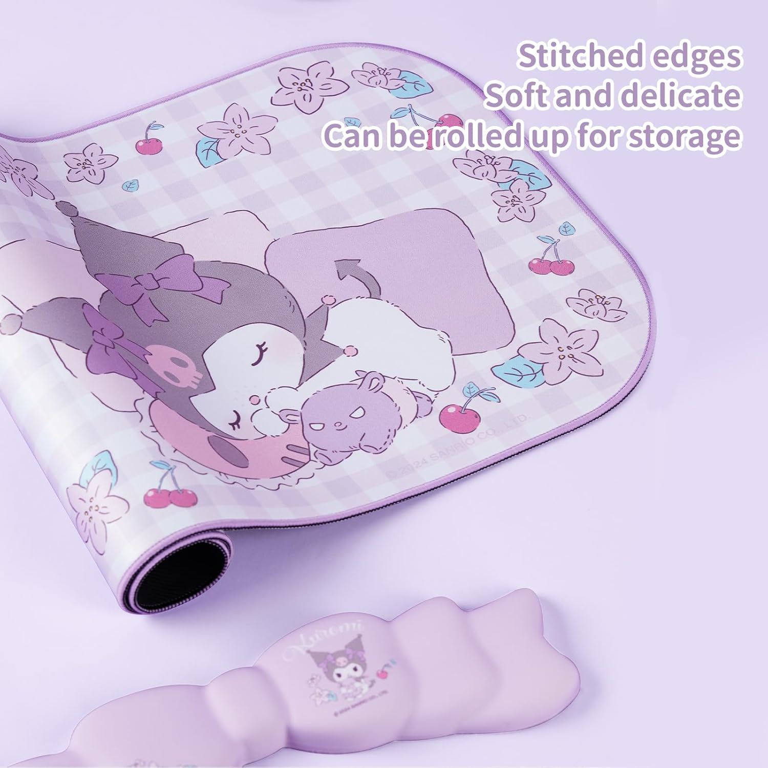 Kawaii Anime Mouse Pad Wrist Rest Support Set - Non-Slip Desk Mat and Memory Foam Bowknot Wrist Rest for Keyboard and Mouse,Perfect for Gaming or Home Office Work